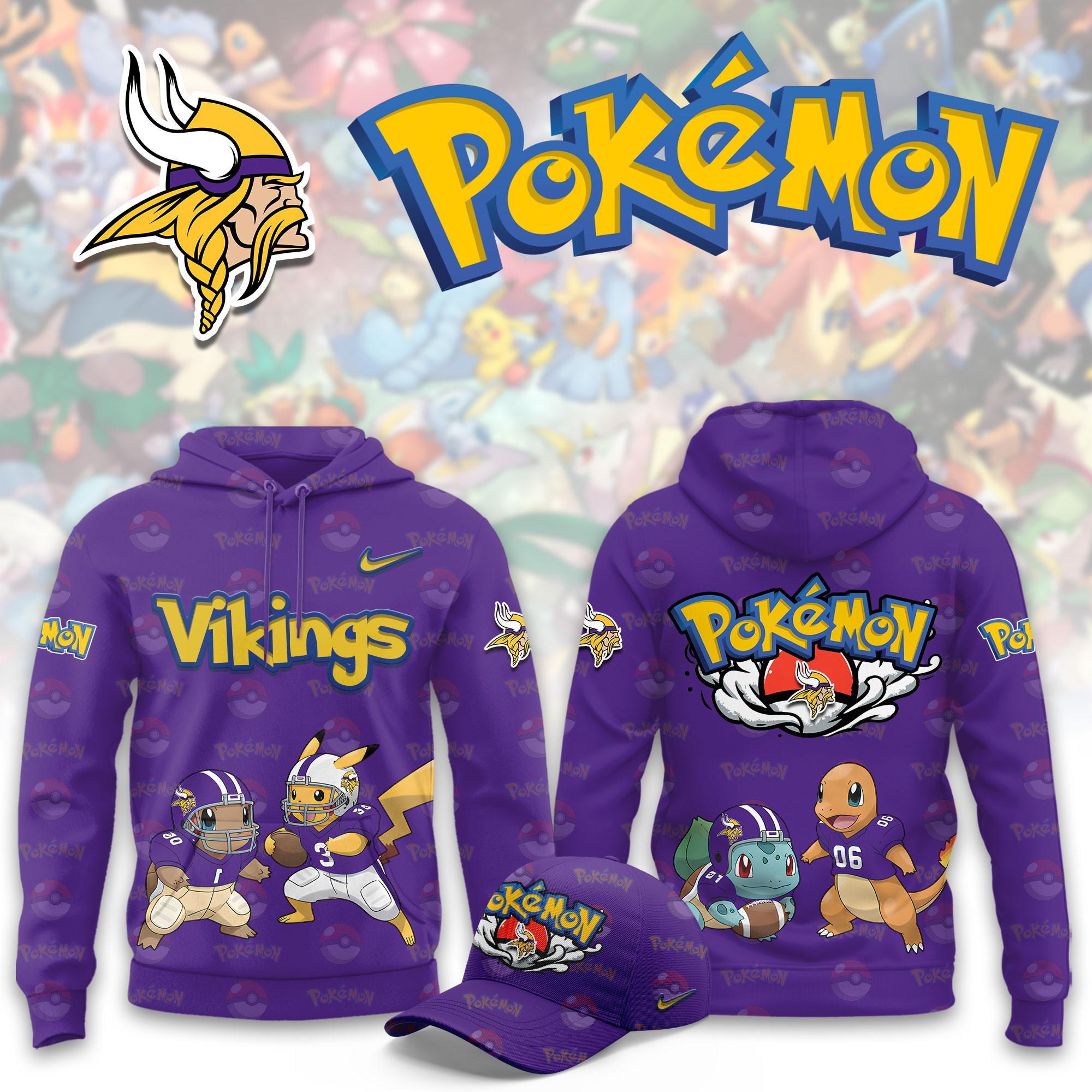 Minnesota Vikings Pokemon Limited Hoodie PB5W629