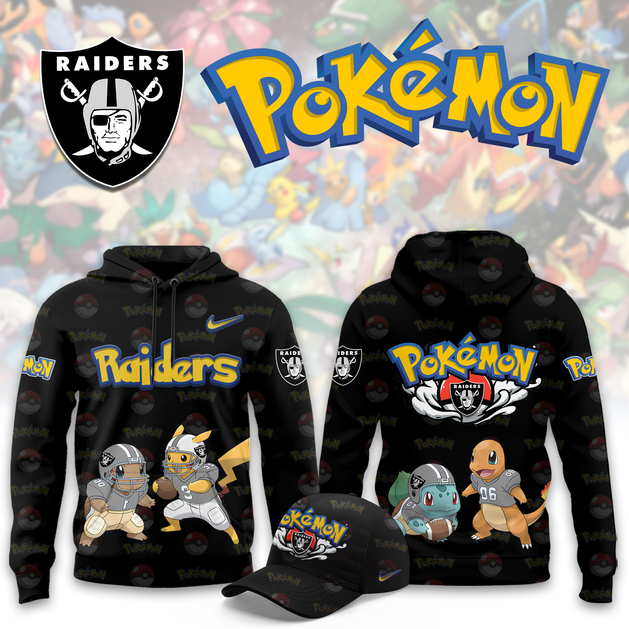 Las Vegas Raiders Pokemon Limited Hoodie PBJTDVK