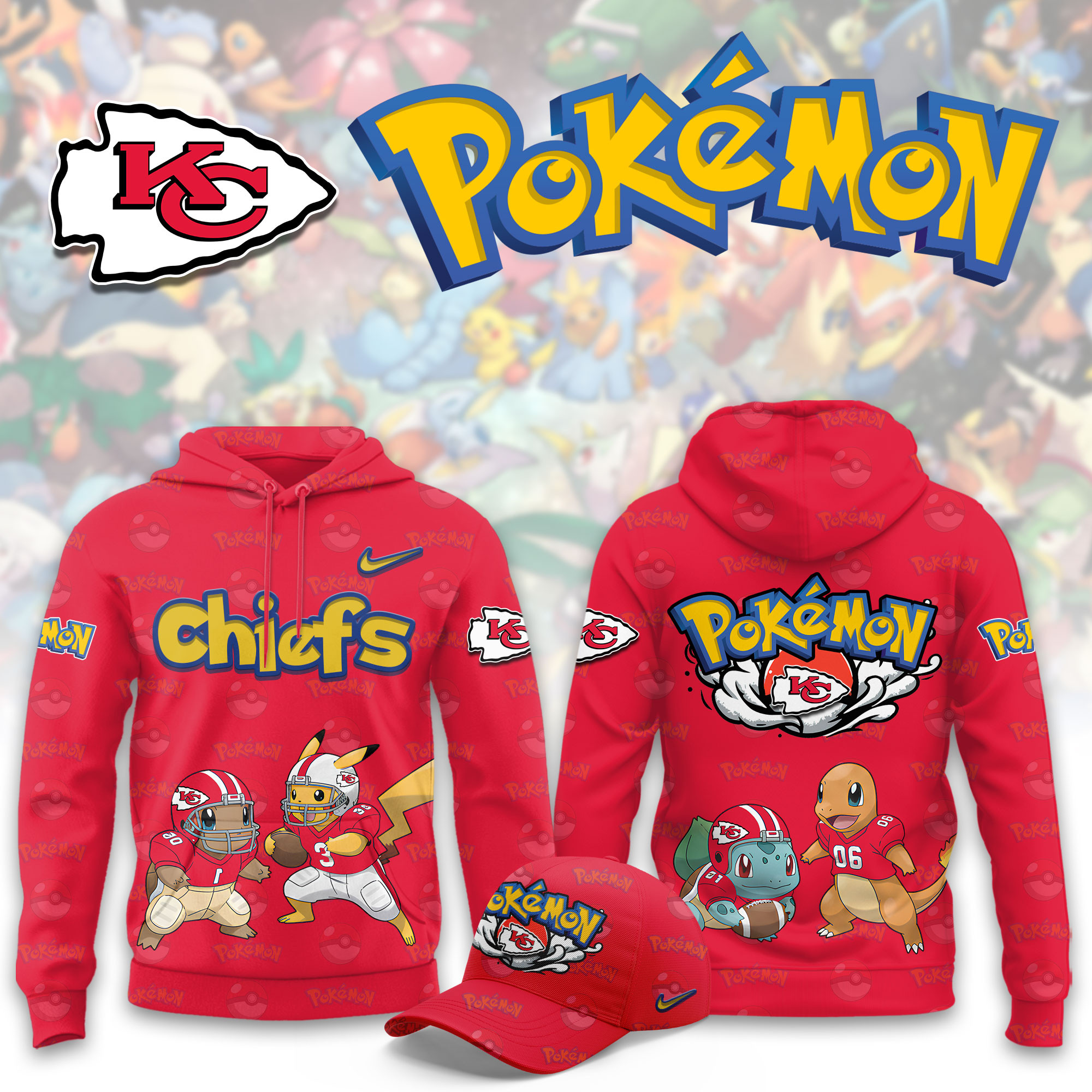 Kansas City Chiefs Pokemon Limited Hoodie PB9SSES