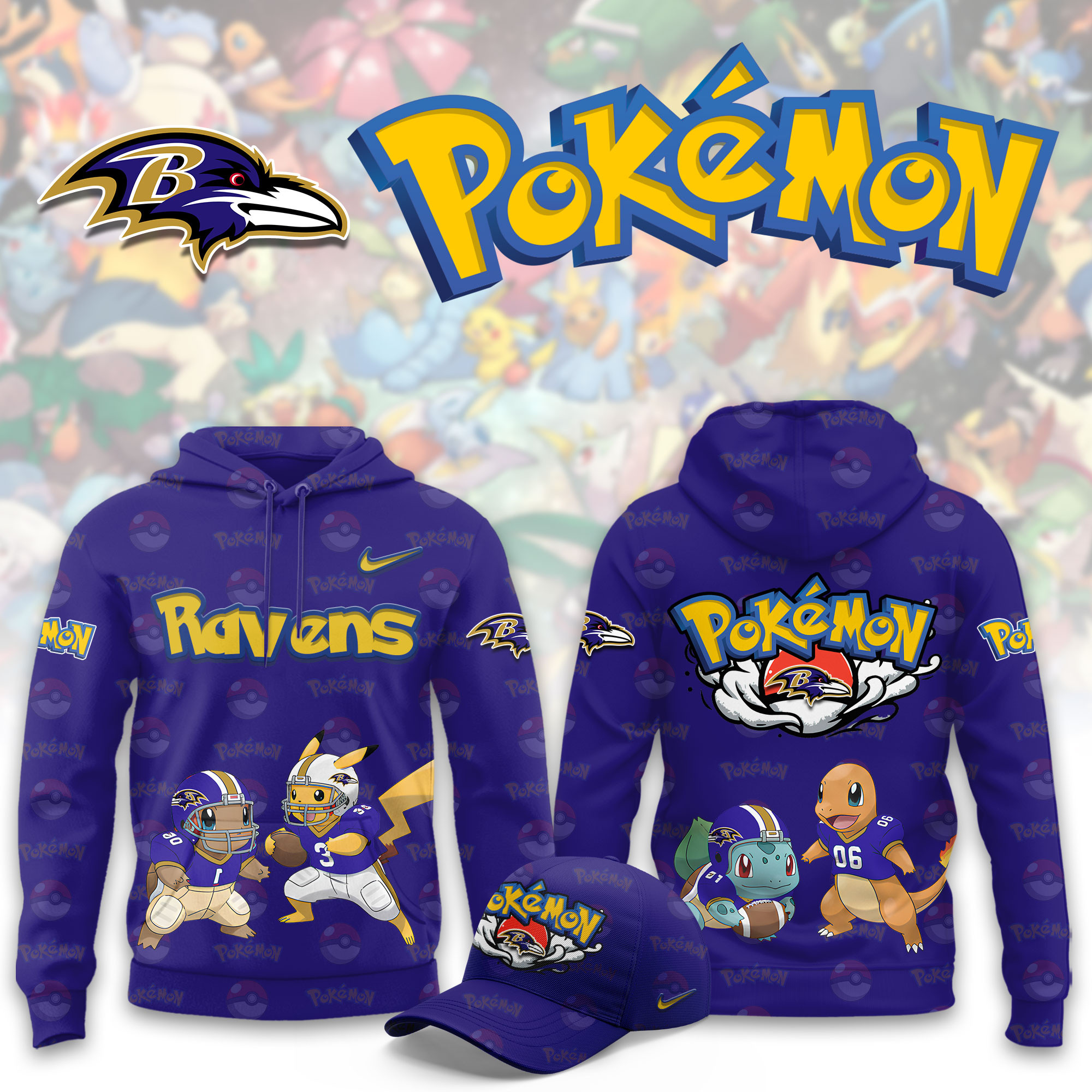 Baltimore Ravens Pokemon Limited Hoodie PBYECXS