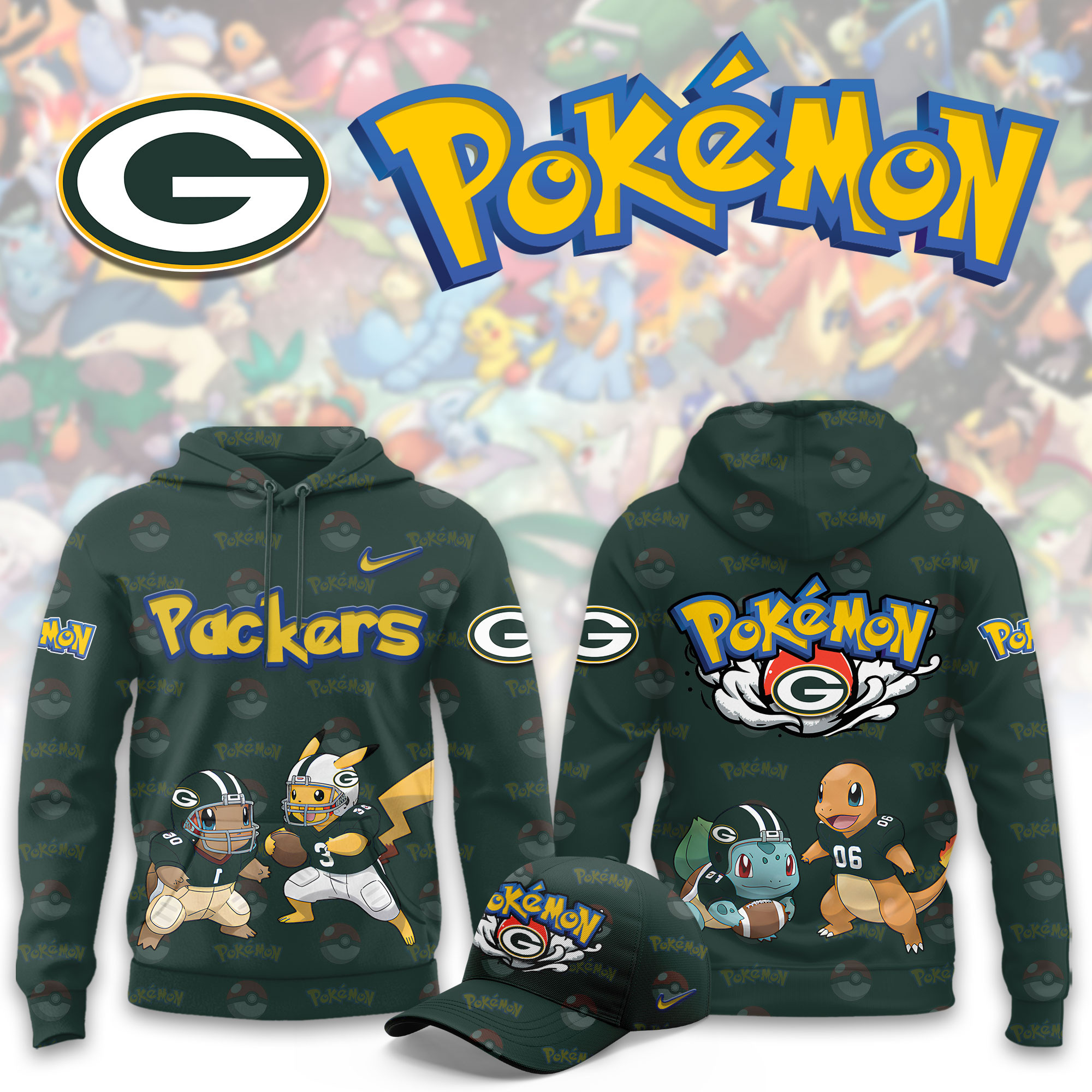 Green Bay Packers Pokemon Limited Hoodie PBP173B