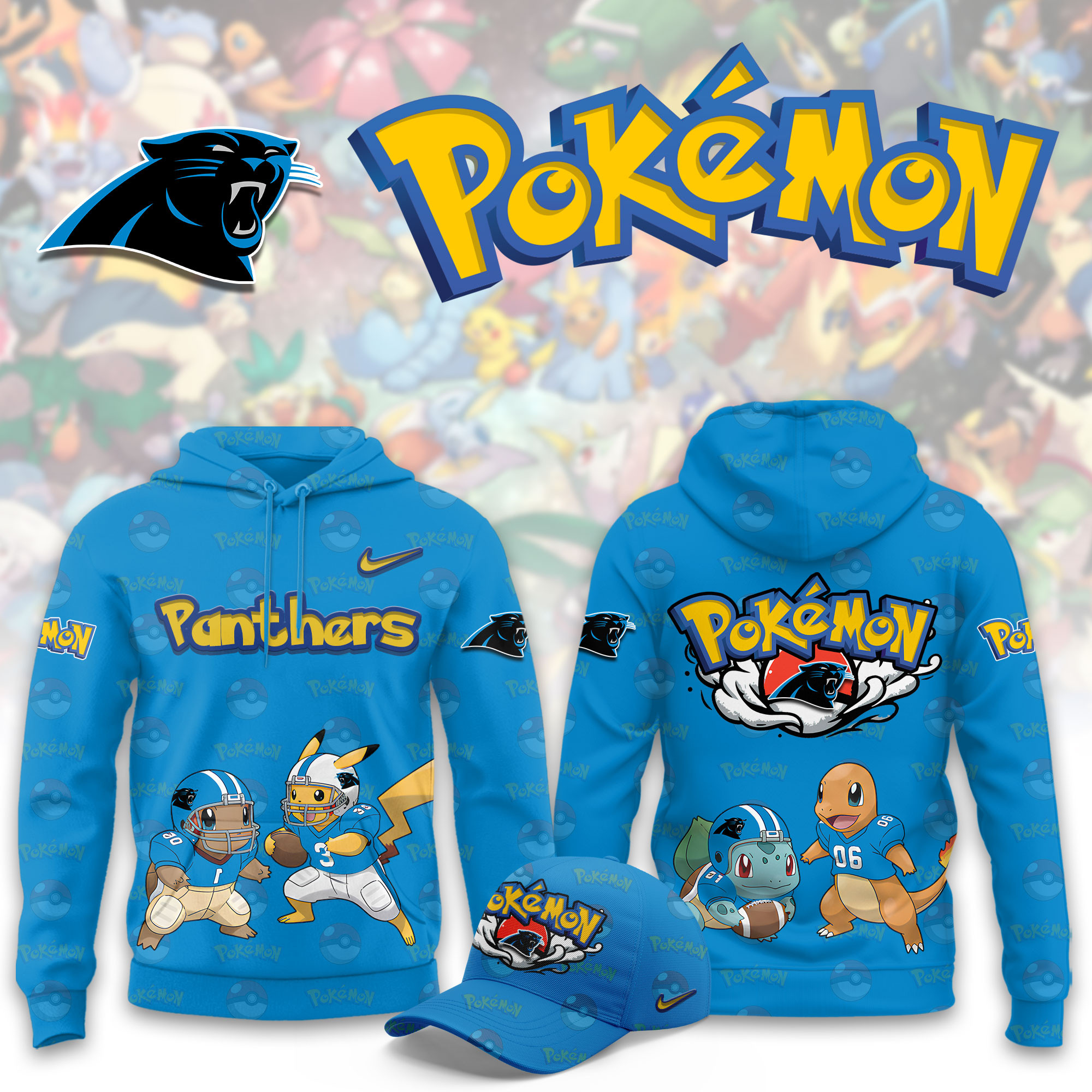 Carolina Panthers Pokemon Limited Hoodie PBDSTVJ