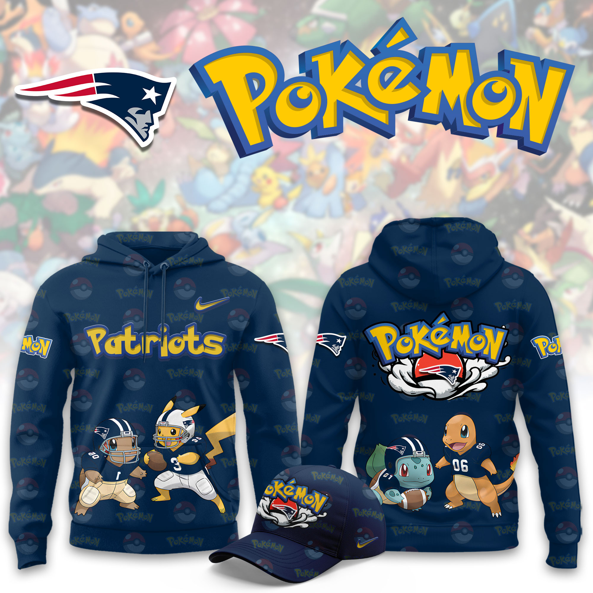 New England Patriots Pokemon Limited Hoodie PB779L4