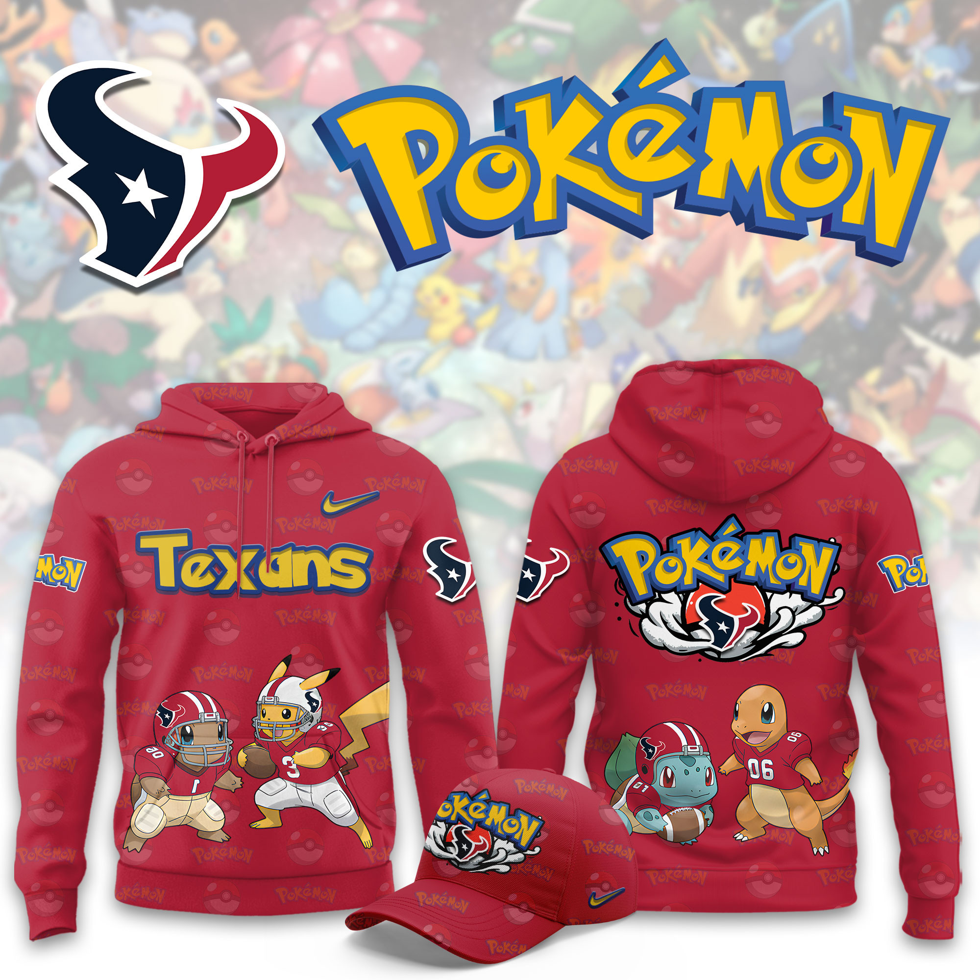 Houston Texans Pokemon Limited Hoodie PBPSHGH