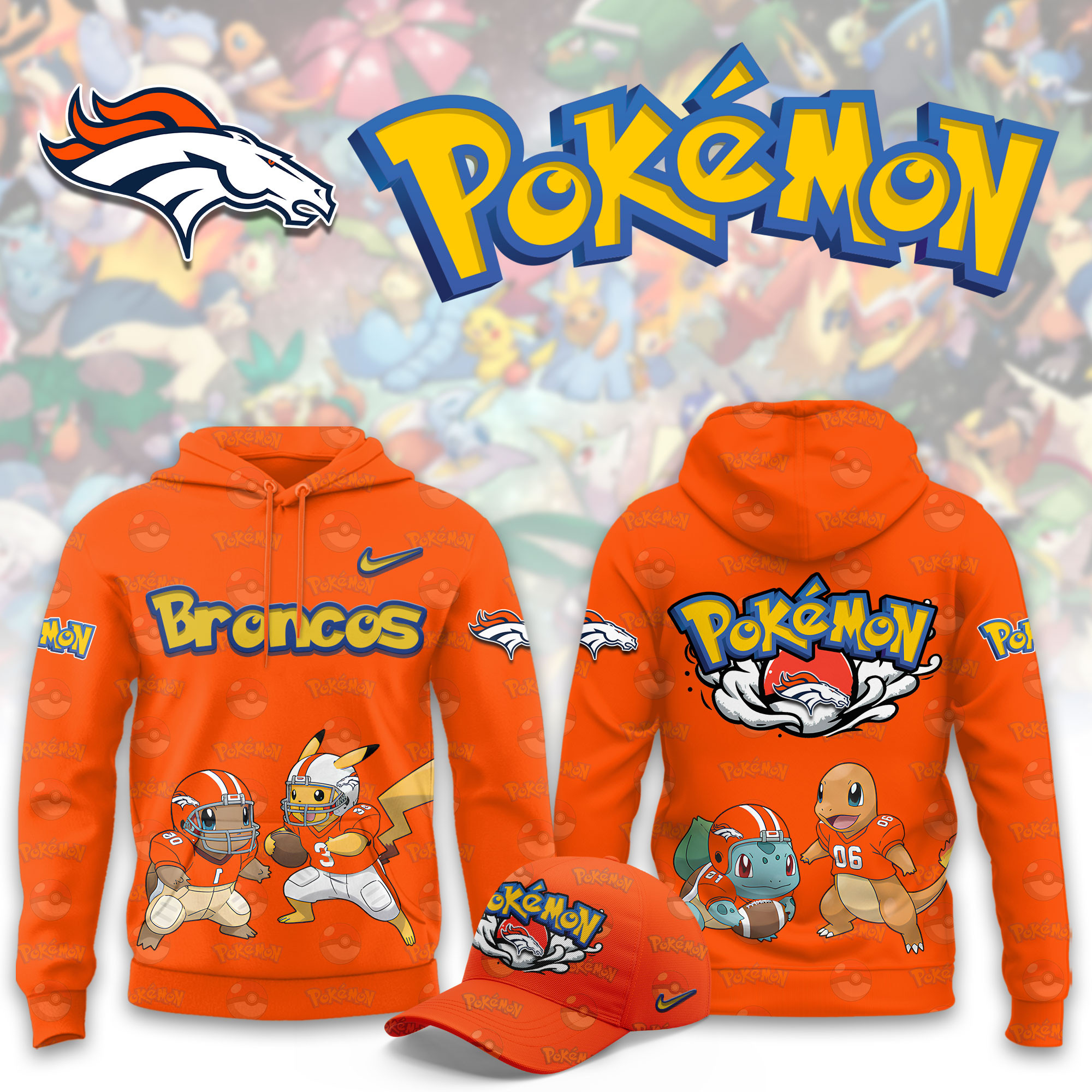 Denver Broncos Pokemon Limited Hoodie PBMXTGB