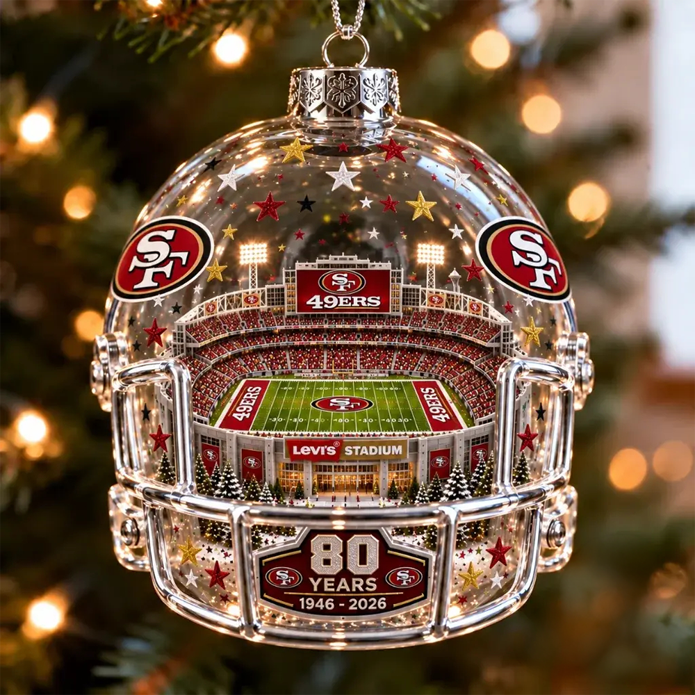 San Francisco 49ers 80th Anniversary Levi's Stadium Helmet Christmas Ornament PBILBL0