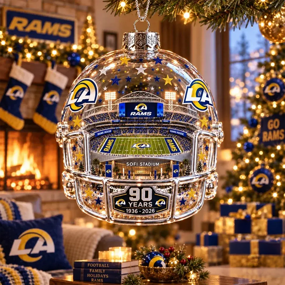 Los Angeles Rams 90th Anniversary SoFi Stadium Helmet Christmas Ornament PBE0LUH