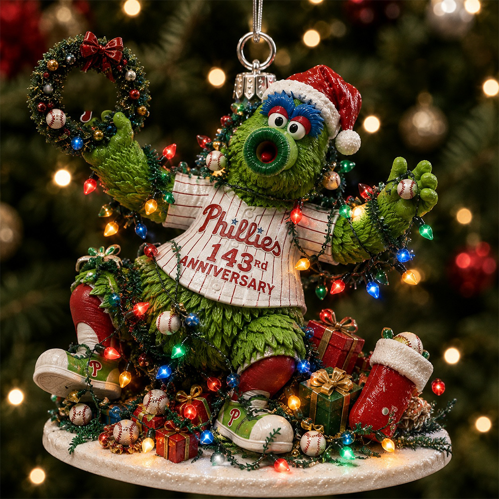 Philadelphia Phillies 143rd Anniversary Christmas Ornament PBBA70I
