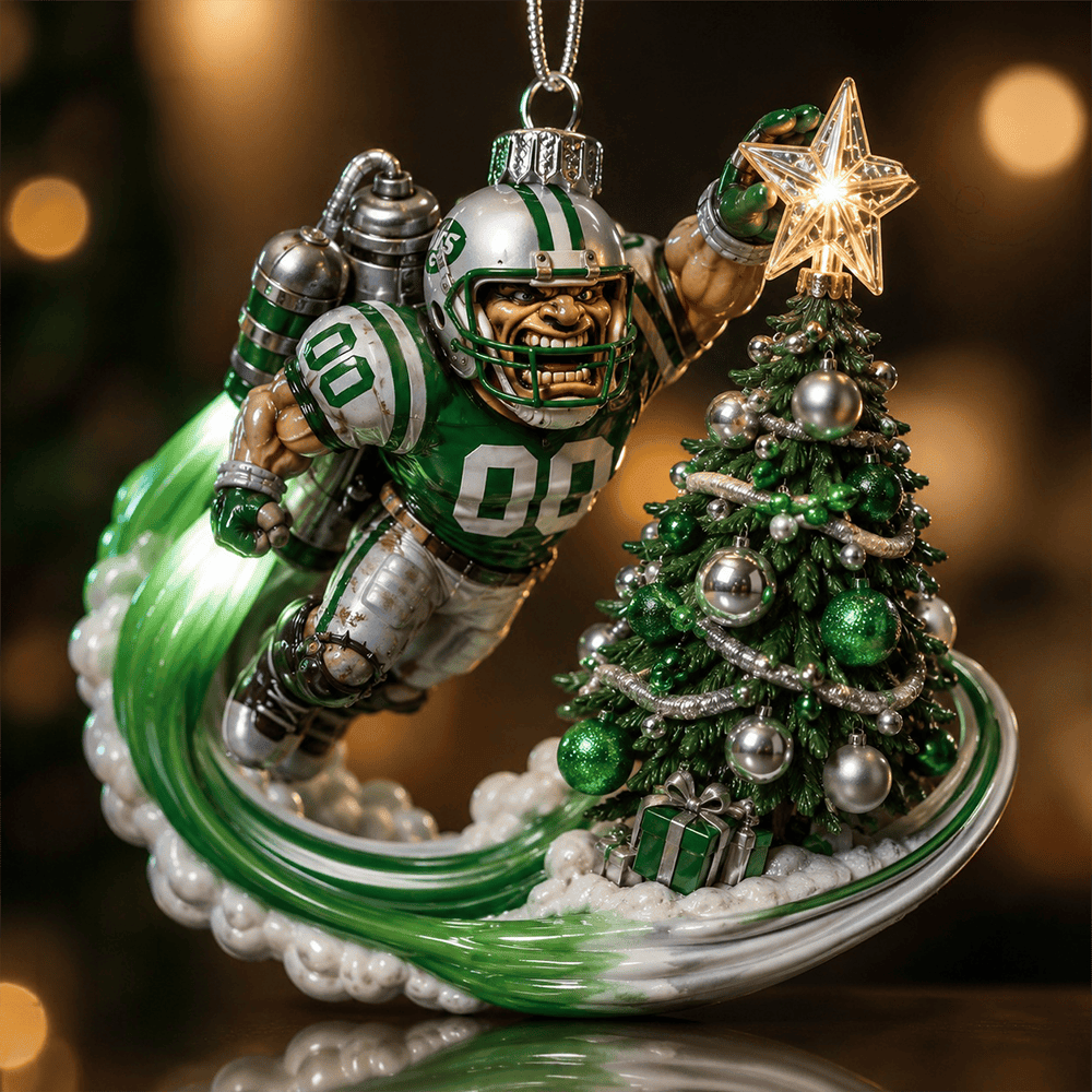 New York Jets Mascot Holiday Christmas Ornament PBEXJVI