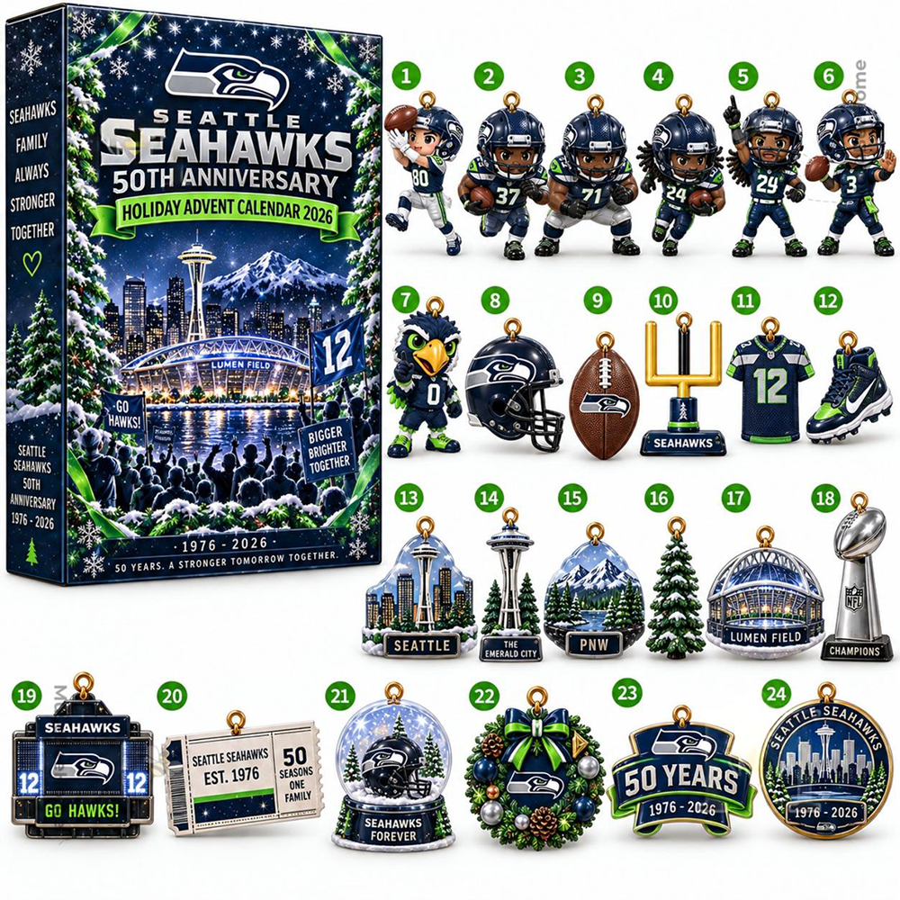 Seattle Seahawks 50th Anniversary Christmas Advent Calendar PBJ0N0I