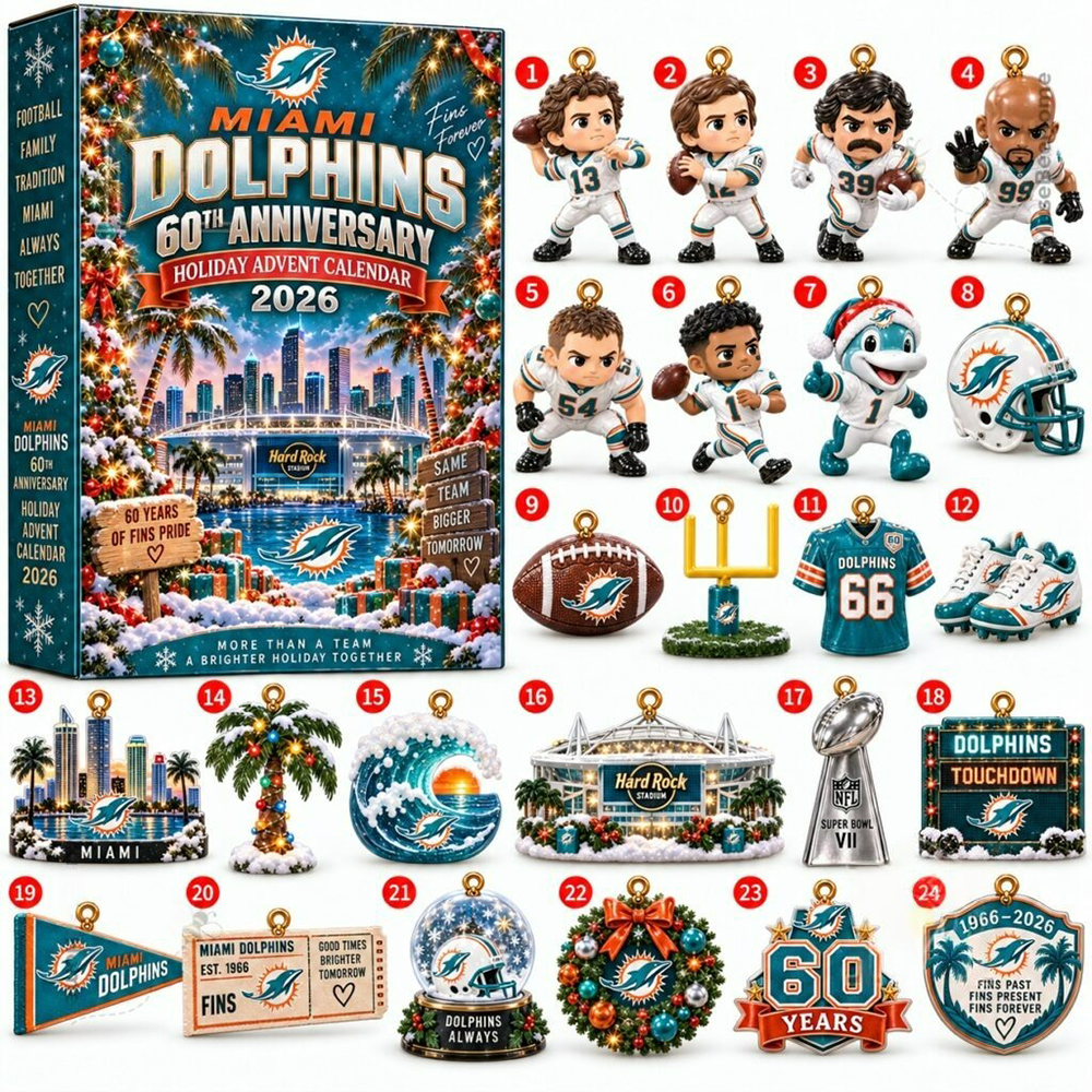 Miami Dolphins 60th Anniversary Christmas Advent Calendar PBX1LOB