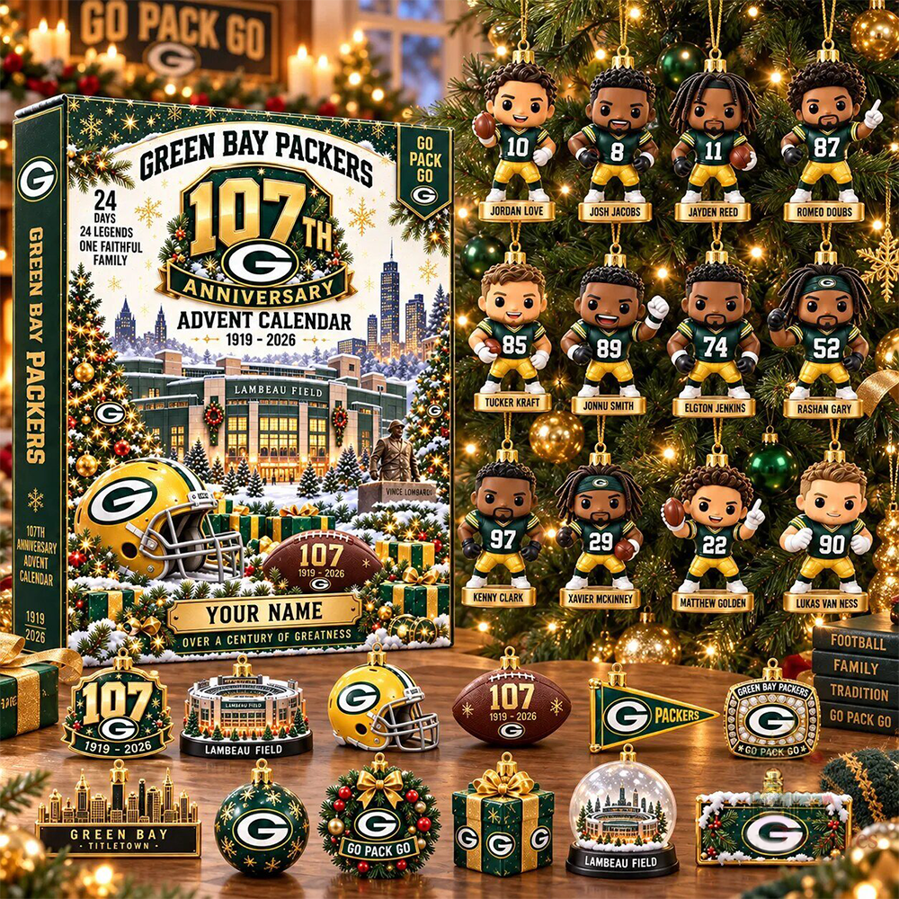 Green Bay Packers 107th Anniversary Christmas Advent Calendar PBLX8WM
