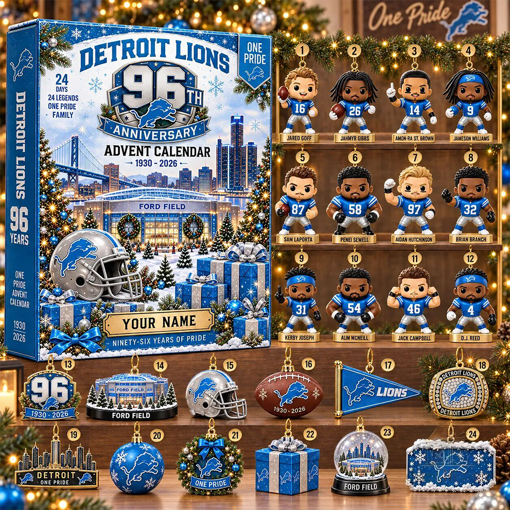 Detroit Lions 96th Anniversary Christmas Advent Calendar PB0OWYT
