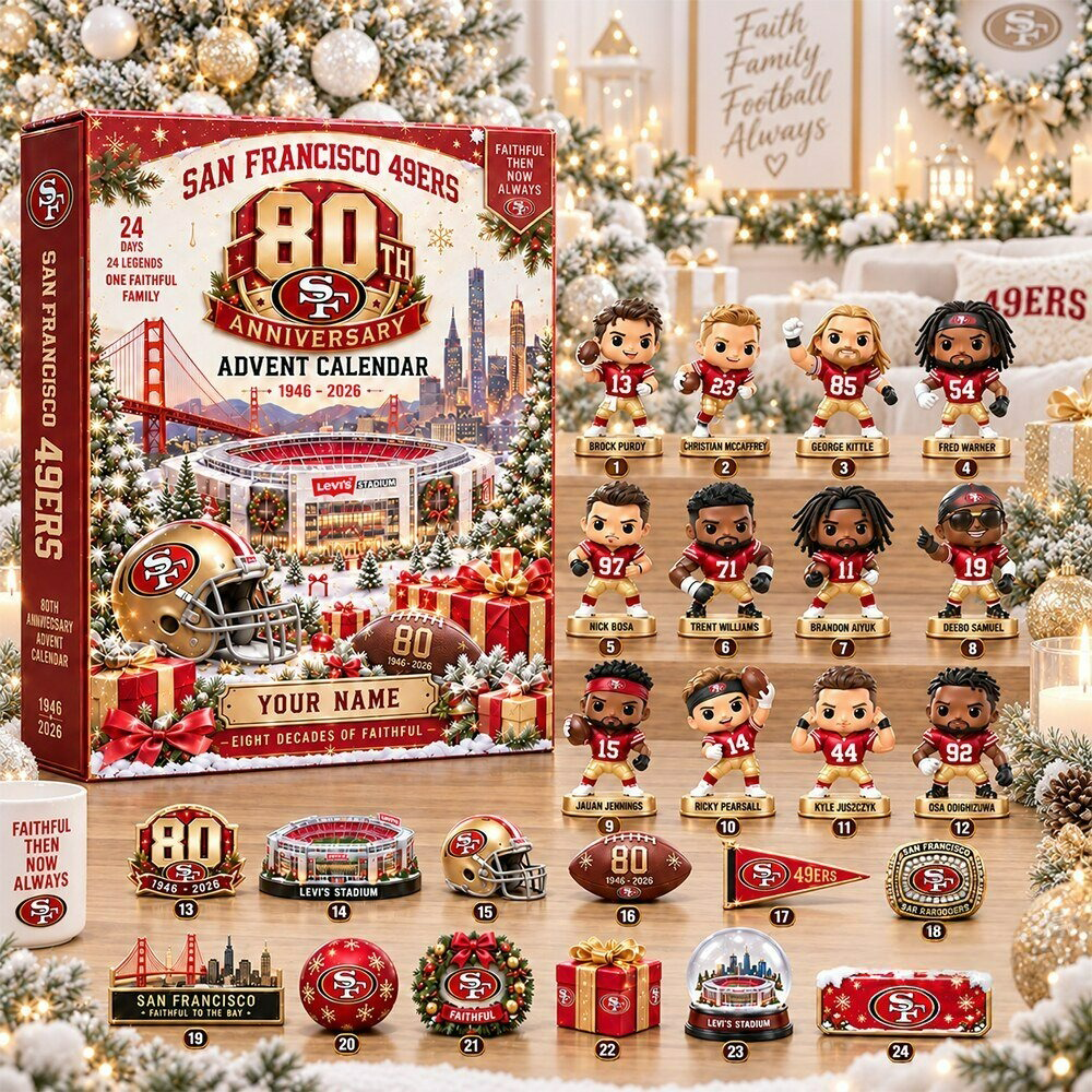Personalized San Francisco 49ers Christmas Advent Calendar PBW0HUR