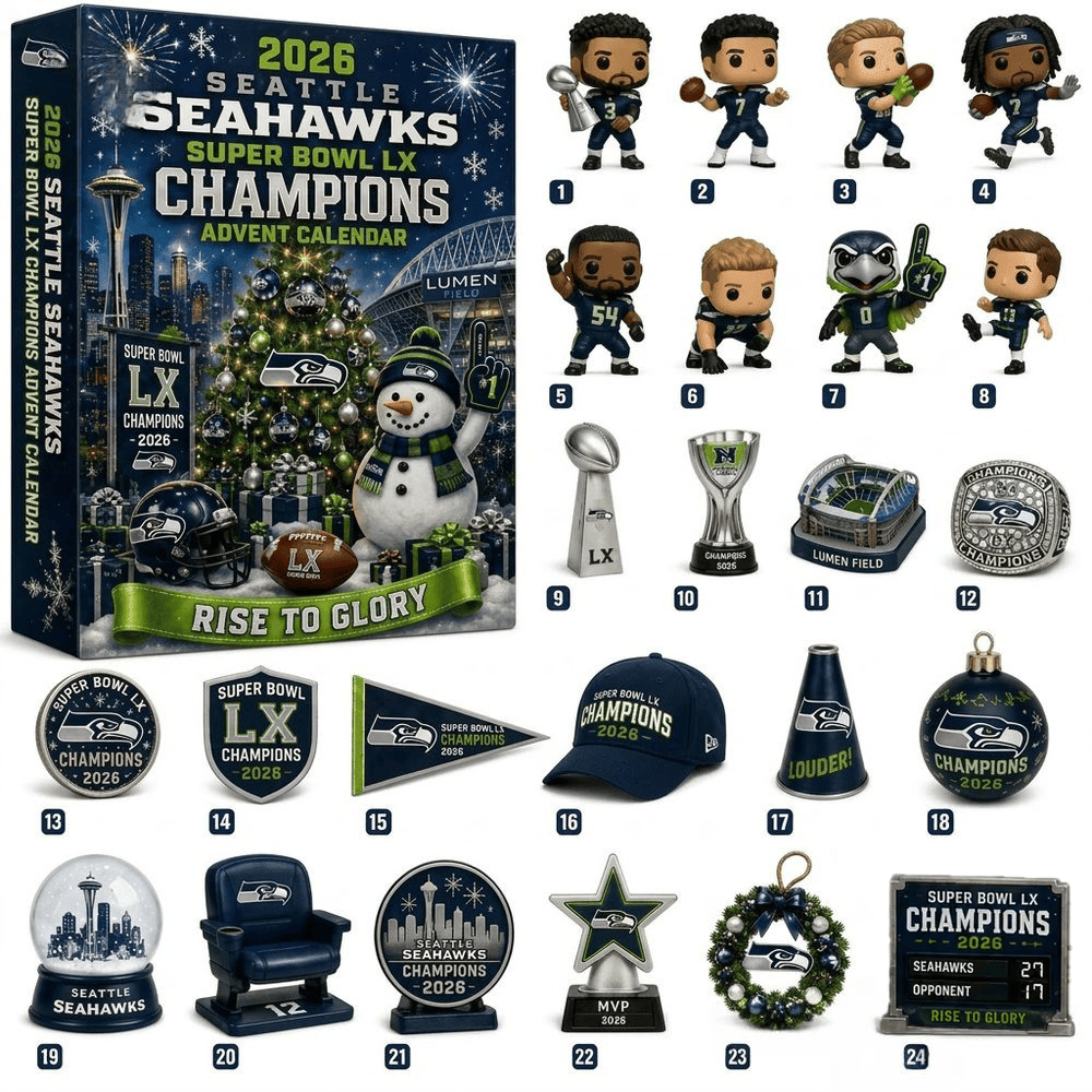 Seattle Seahawks Super Bowl LX Champions Christmas Advent Calendar PB4WX3G