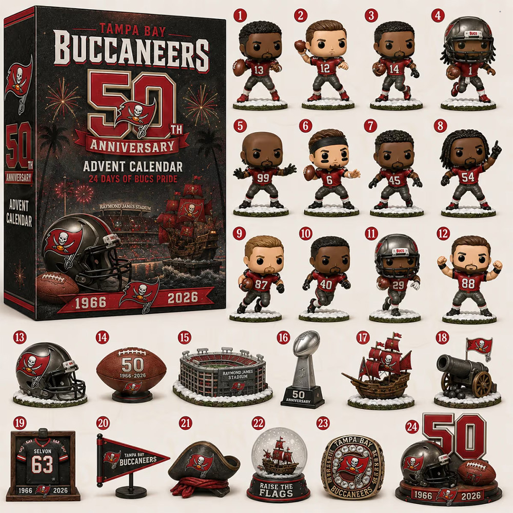 Tampa Bay Buccaneers 50th Anniversary 1966 2026 Christmas Advent Calendar PBKN1O4