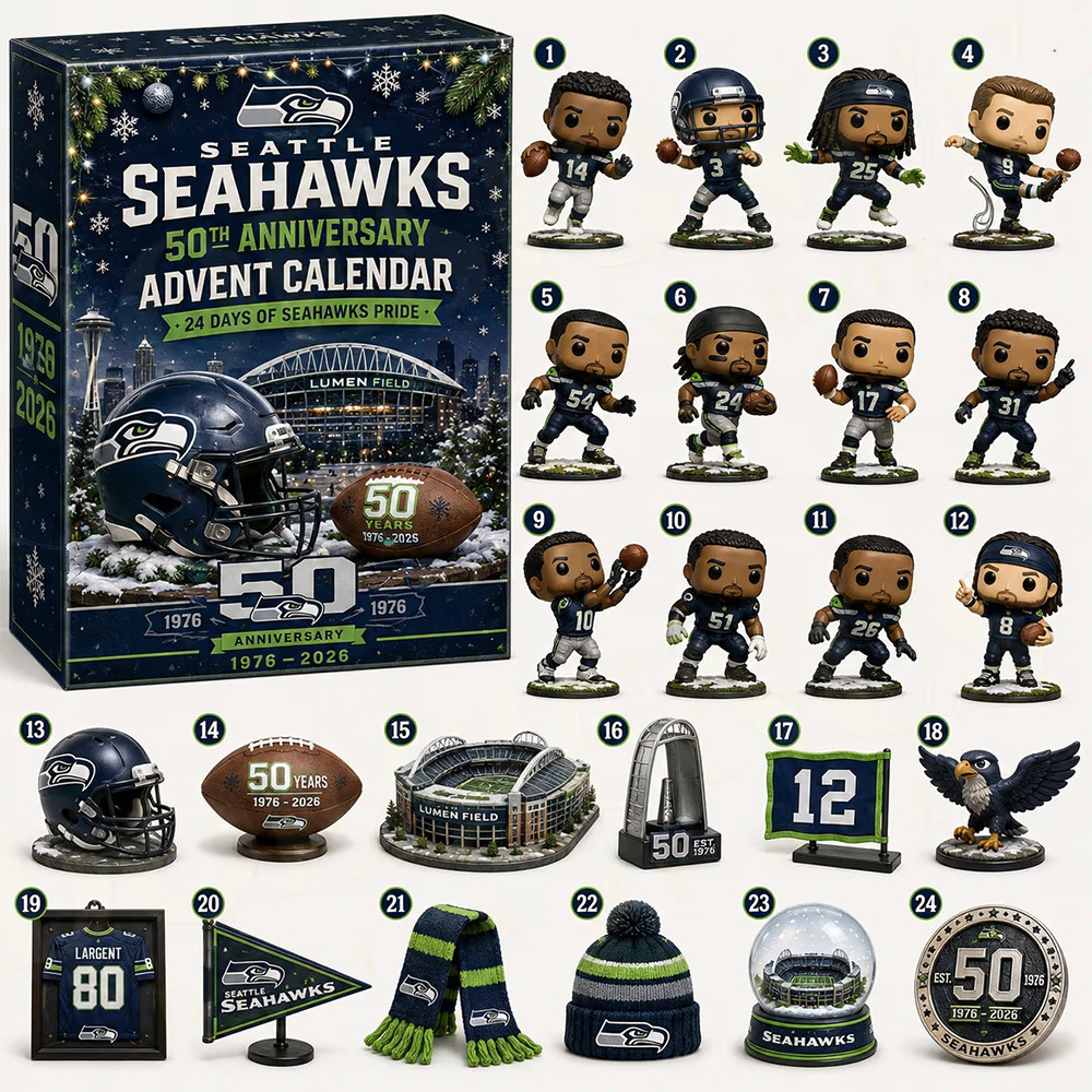 Seattle Seahawks 50th Anniversary 1976 2026 Christmas Advent Calendar PB94YY2