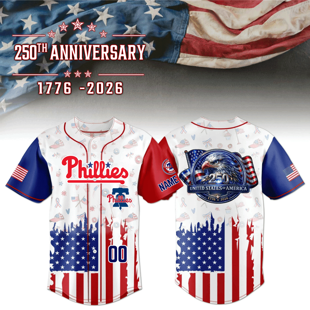 Personalized Philadelphia Phillies X USA 250th Anniversary Jersey PB7R1IU