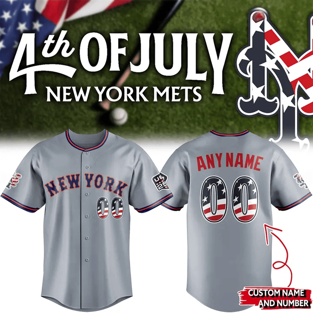 Personalized New York Mets x USA 250th Fourth Of July Road Stadium Baseball Jersey PBHXO8H