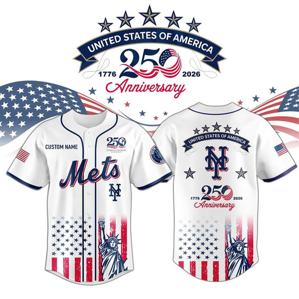 Personalized New York Mets Usa 250th Anniversary Baseball Jersey PBNLMZ9