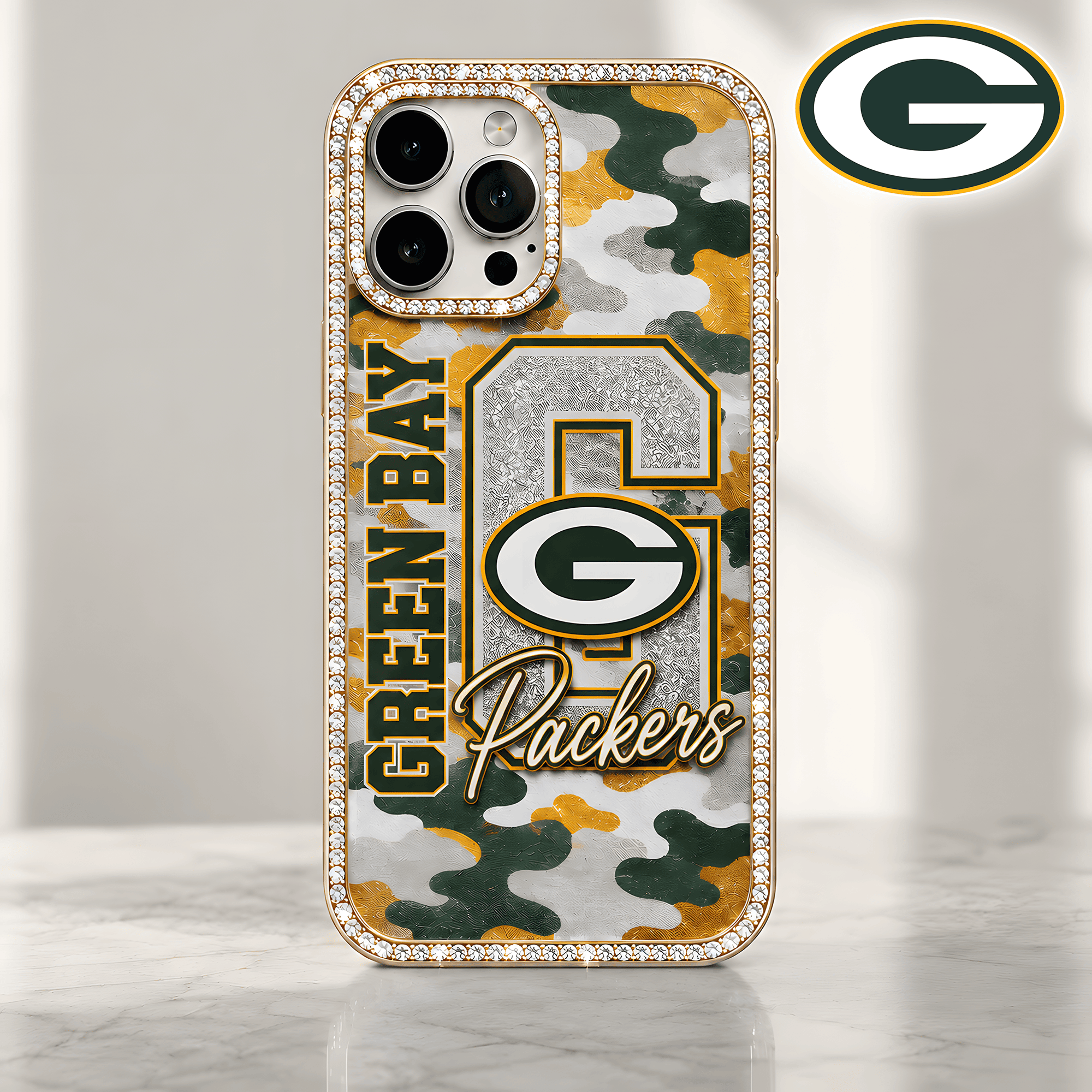 Green Bay Packers | Premium NFL Team Camo Bling Luxury Phone Case NTH1