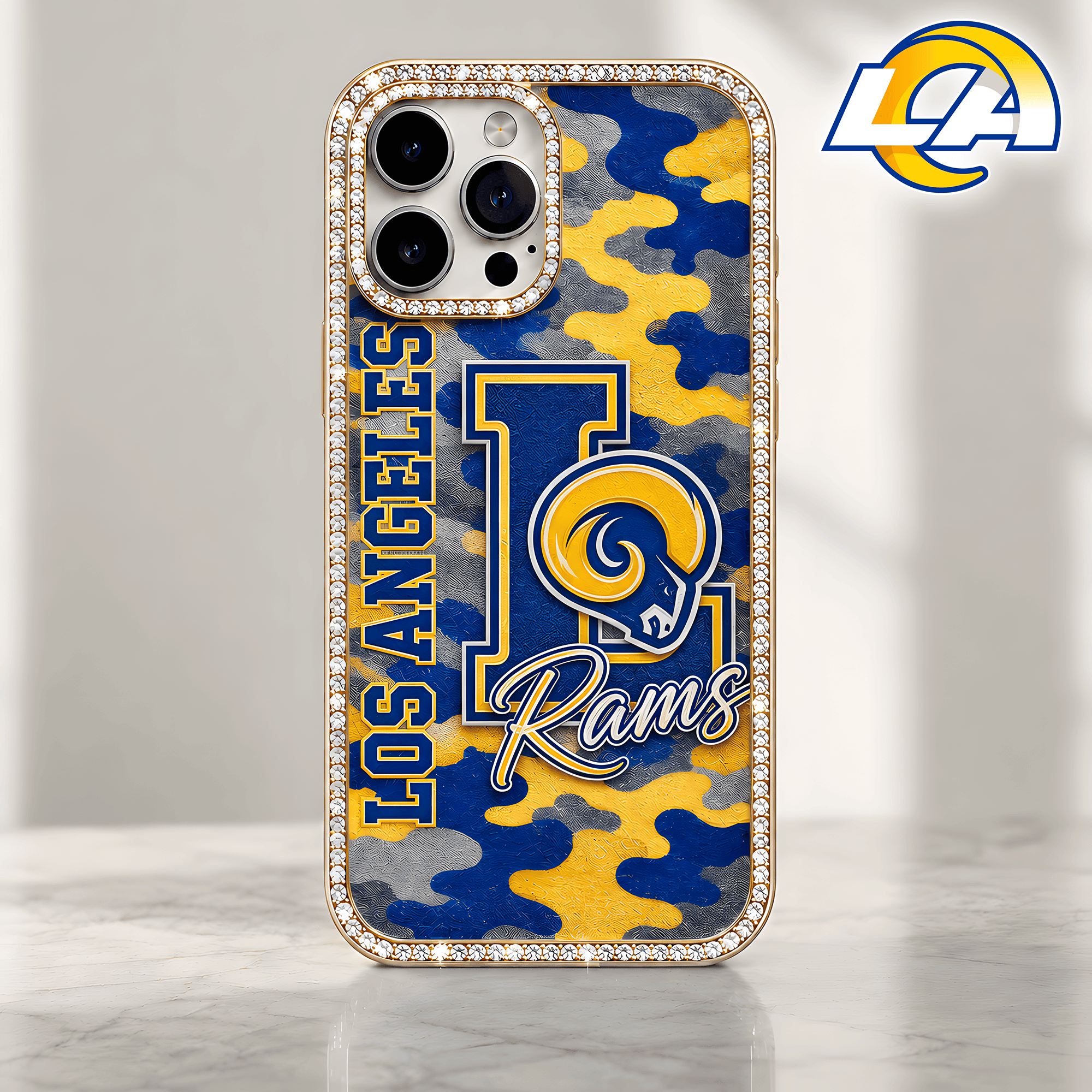 Los Angeles Rams | Premium NFL Team Camo Bling Luxury Phone Case NTH1