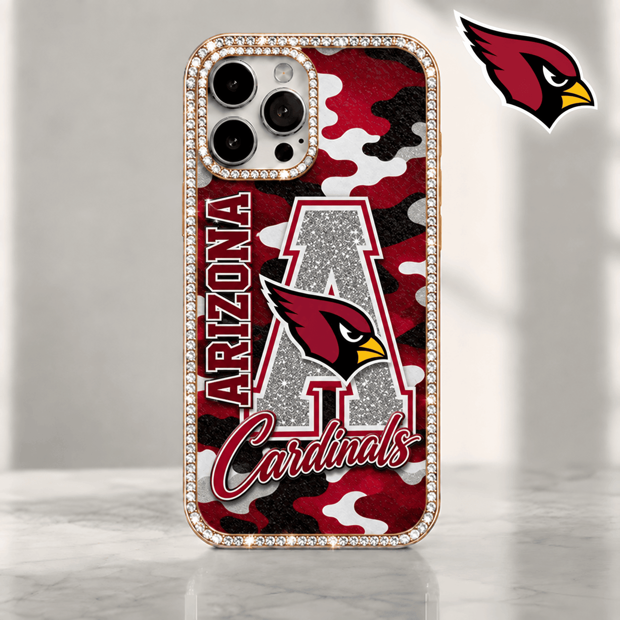 Arizona Cardinals | Premium NFL Team Camo Bling Luxury Phone Case NTH1