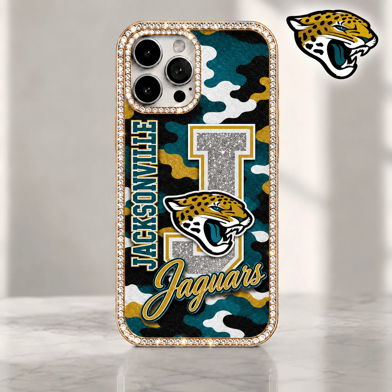 Jacksonville Jaguars | Premium NFL Team Camo Bling Luxury Phone Case NTH1