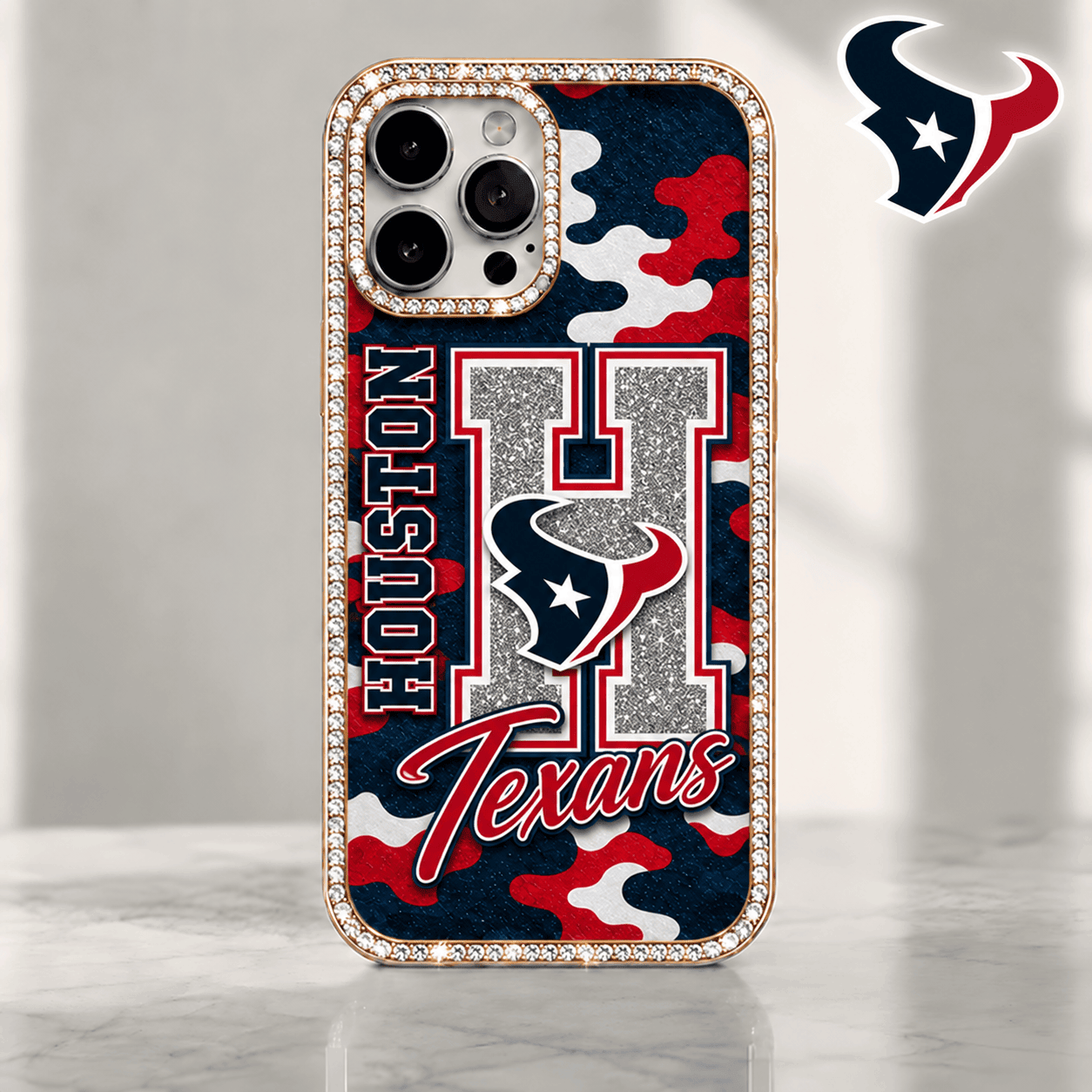 Houston Texans | Premium NFL Team Camo Bling Luxury Phone Case NTH1