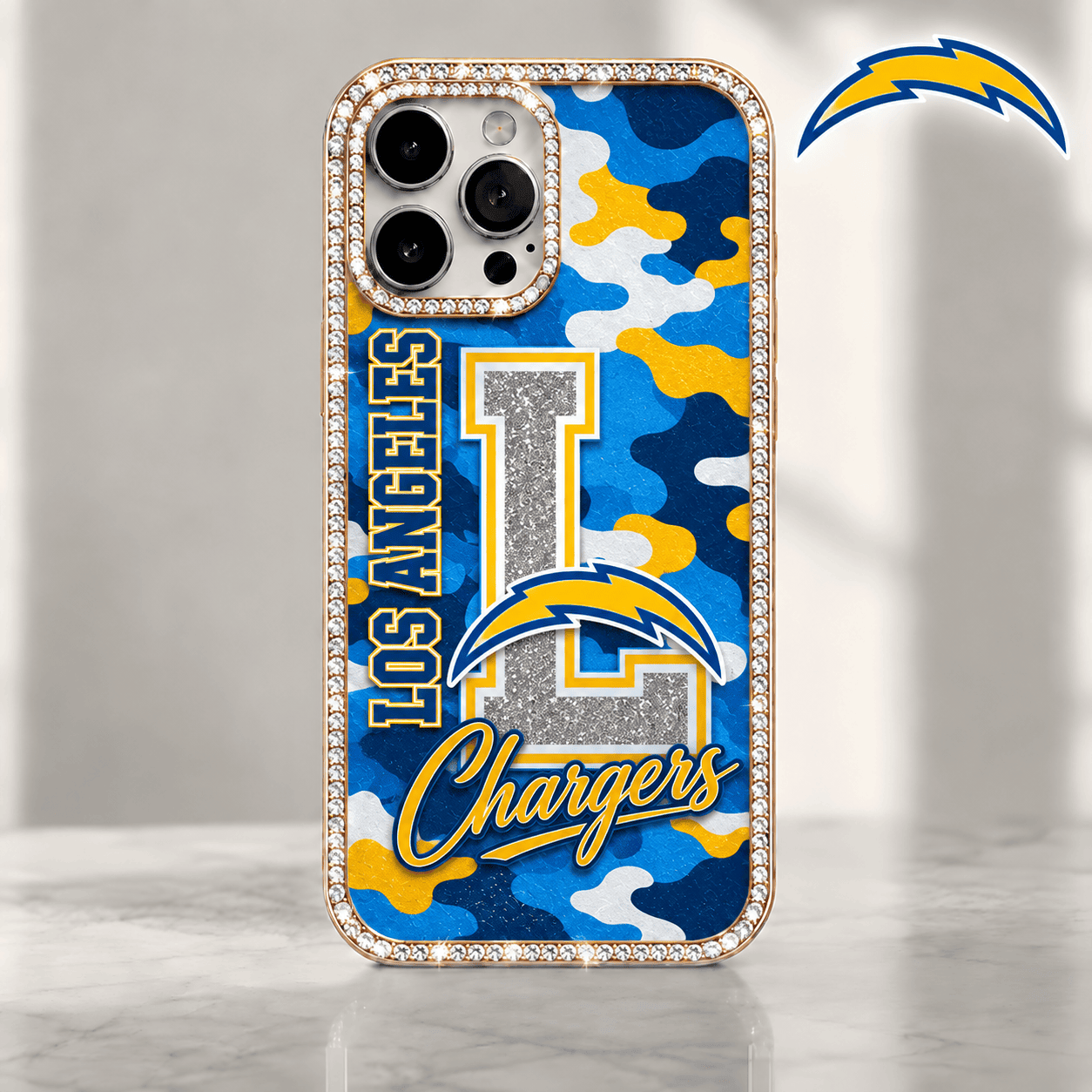 Los Angeles Chargers | Premium NFL Team Camo Bling Luxury Phone Case NTH1