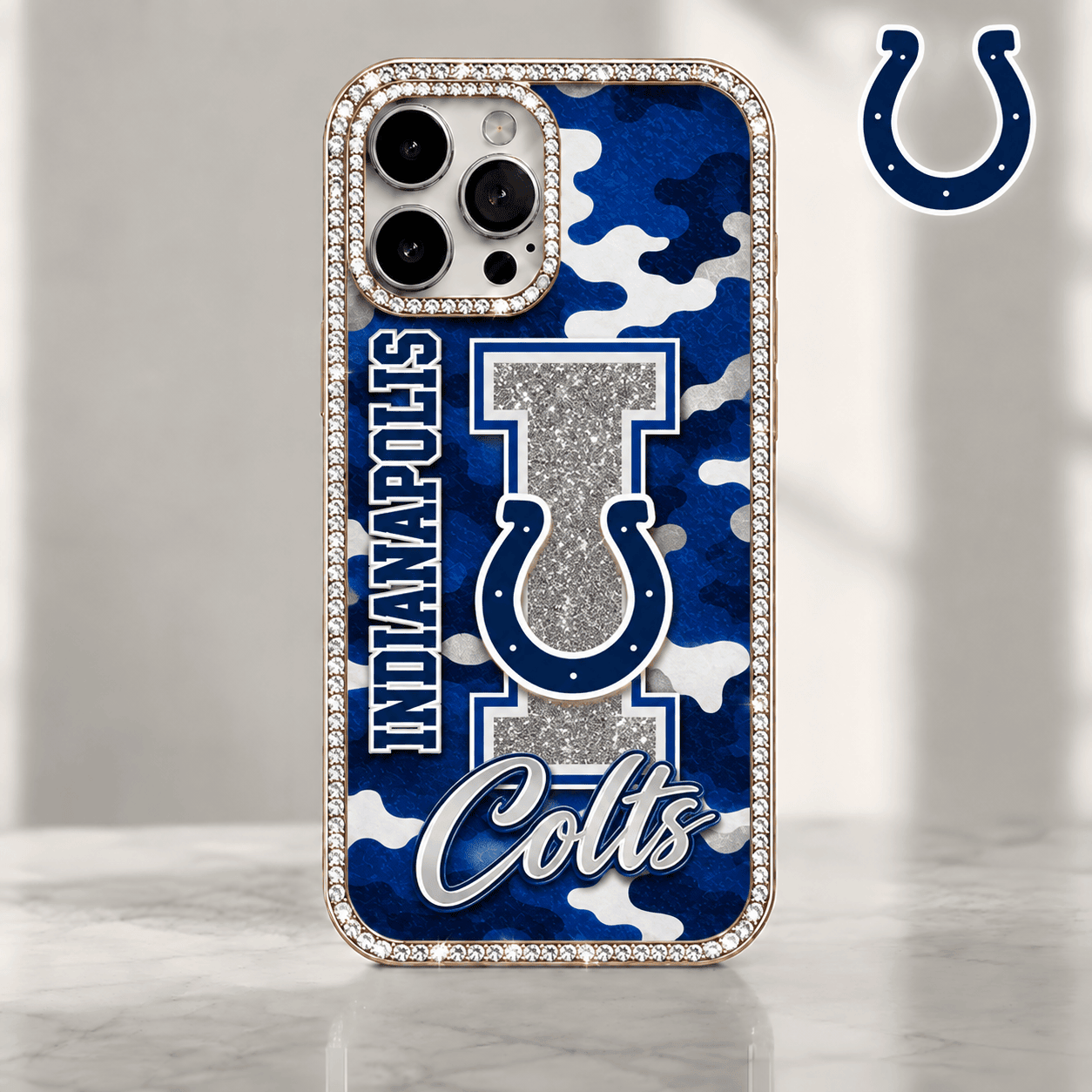 Indianapolis Colts | Premium NFL Team Camo Bling Luxury Phone Case NTH1