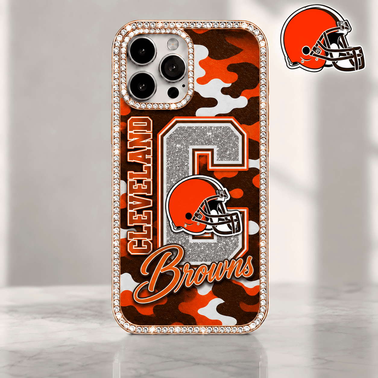 Cleveland Browns | Premium NFL Team Camo Bling Luxury Phone Case NTH1