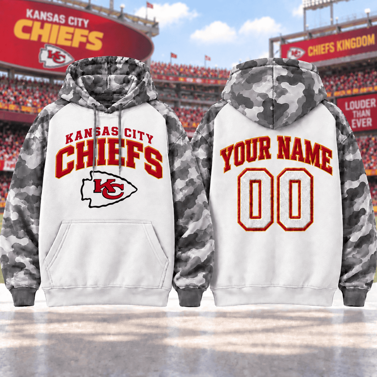 Kansas City Chiefs | Premium NFL Custom Grey Camo Hoodie NNK