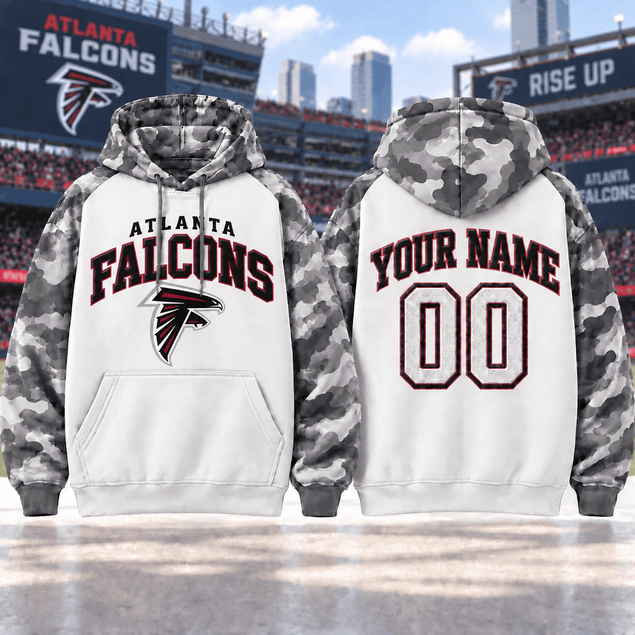Atlanta Falcons | Premium NFL Custom Grey Camo Hoodie NNK