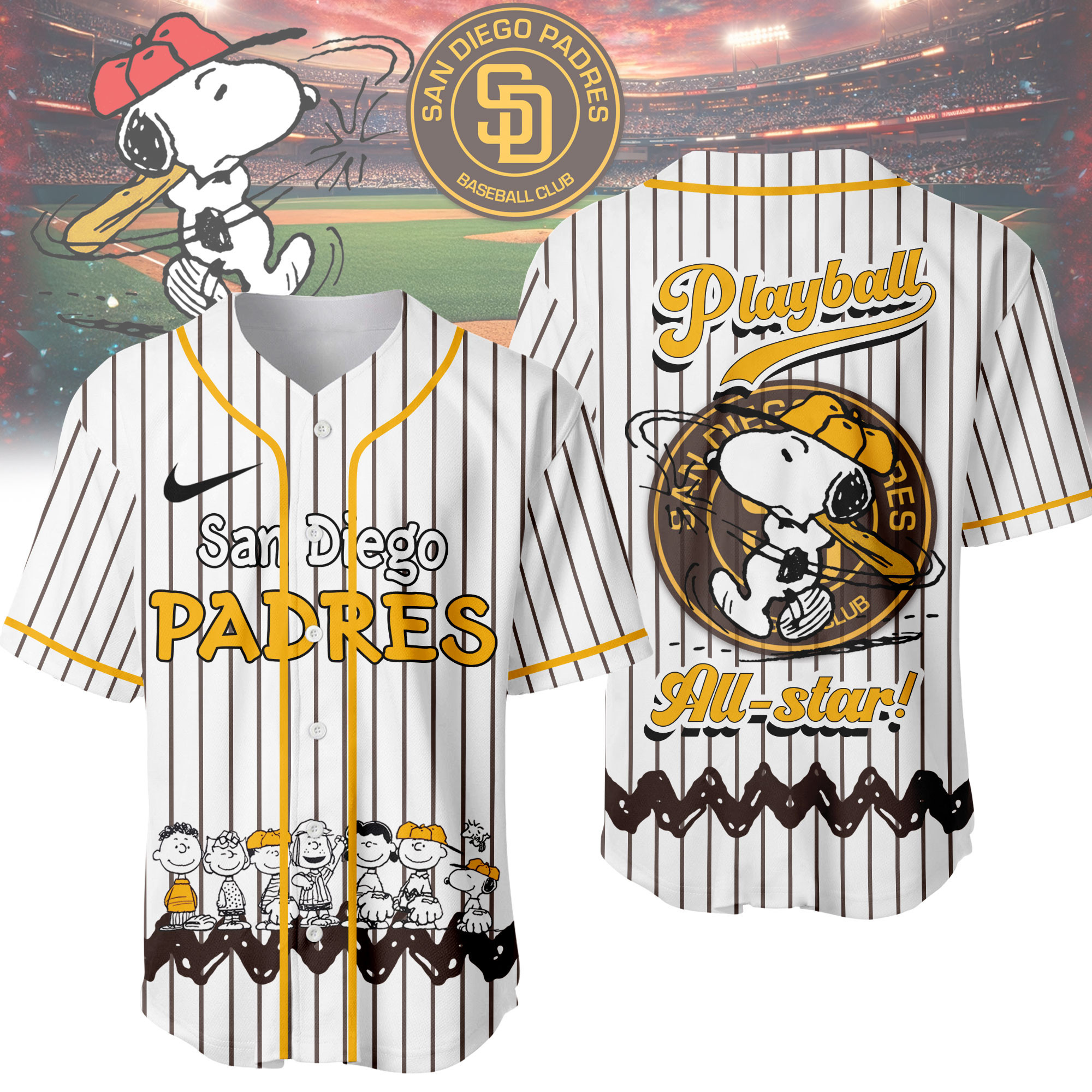 San Diego Padres | Premium MLB Snoopy Playball Jersey HY