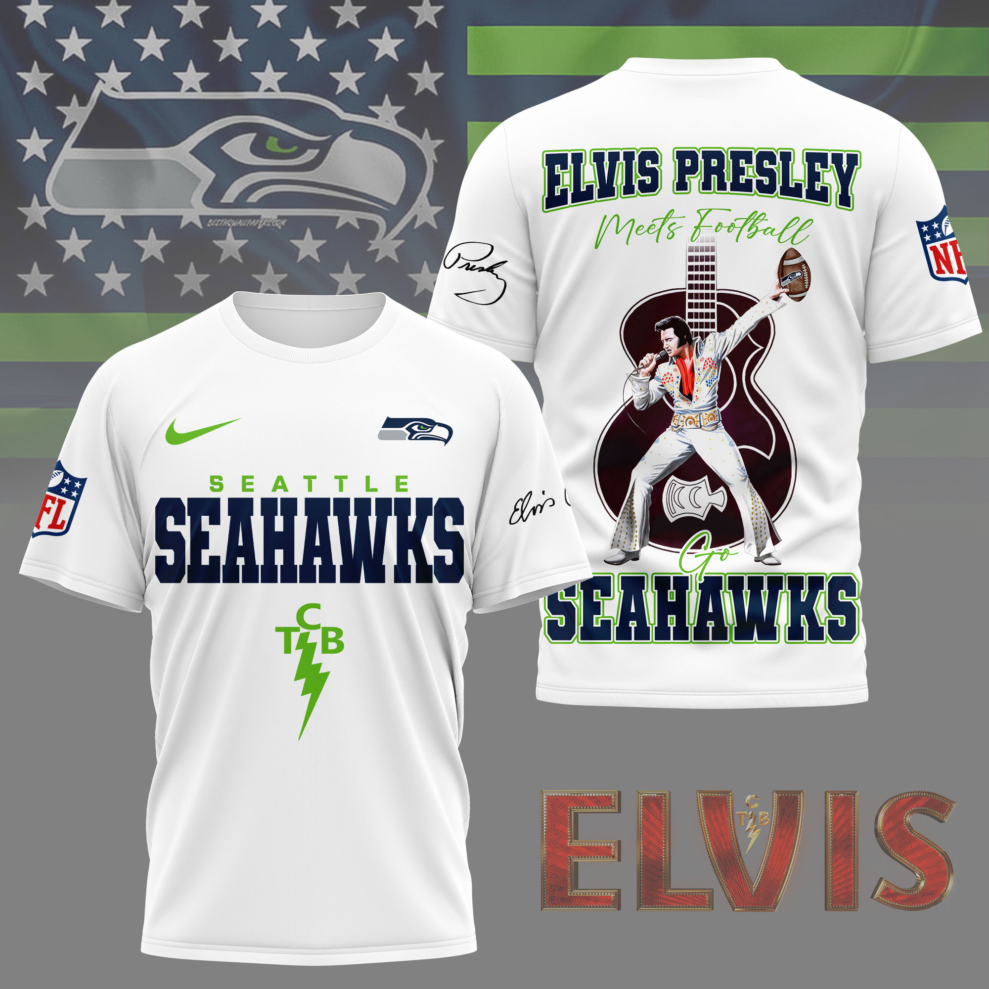 Seattle Seahawks | Premium NFL Elvis Presley Fan 3D Shirt NY
