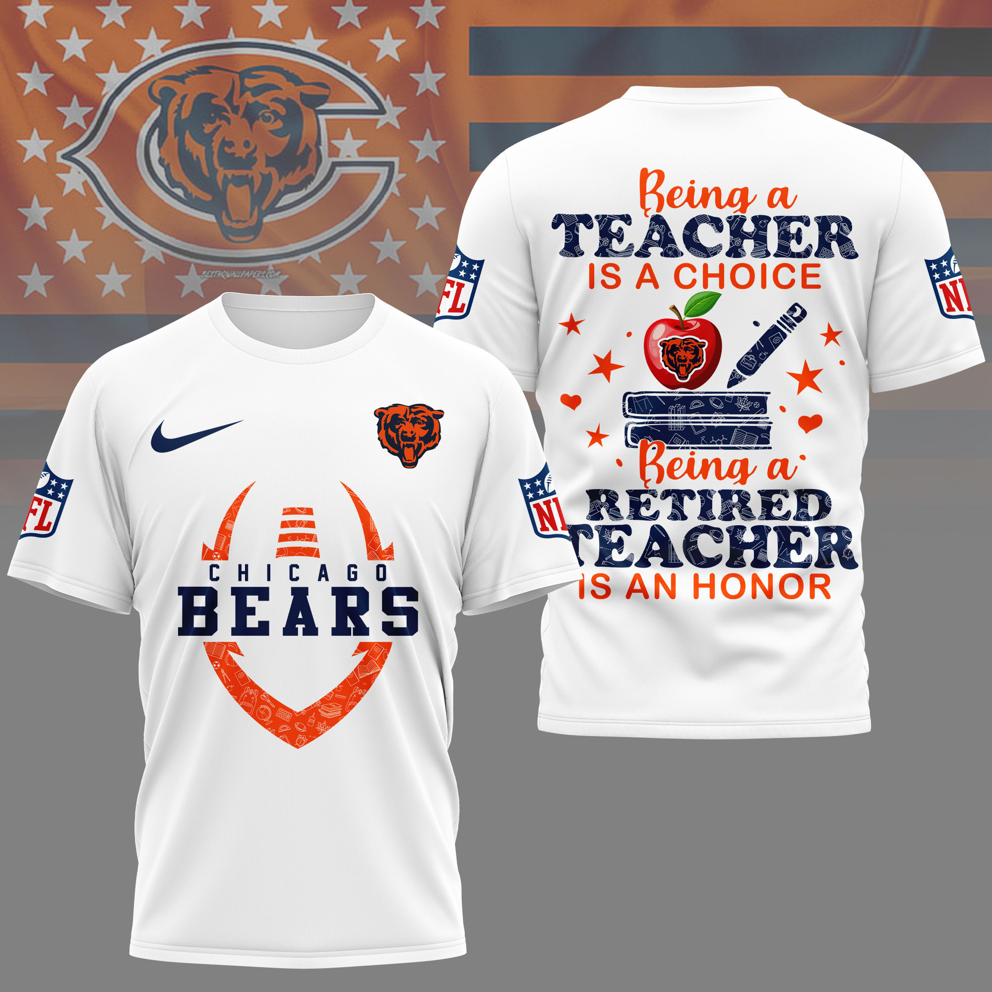 Chicago Bears | Premium NFL Teacher Honor 3D Shirt NY