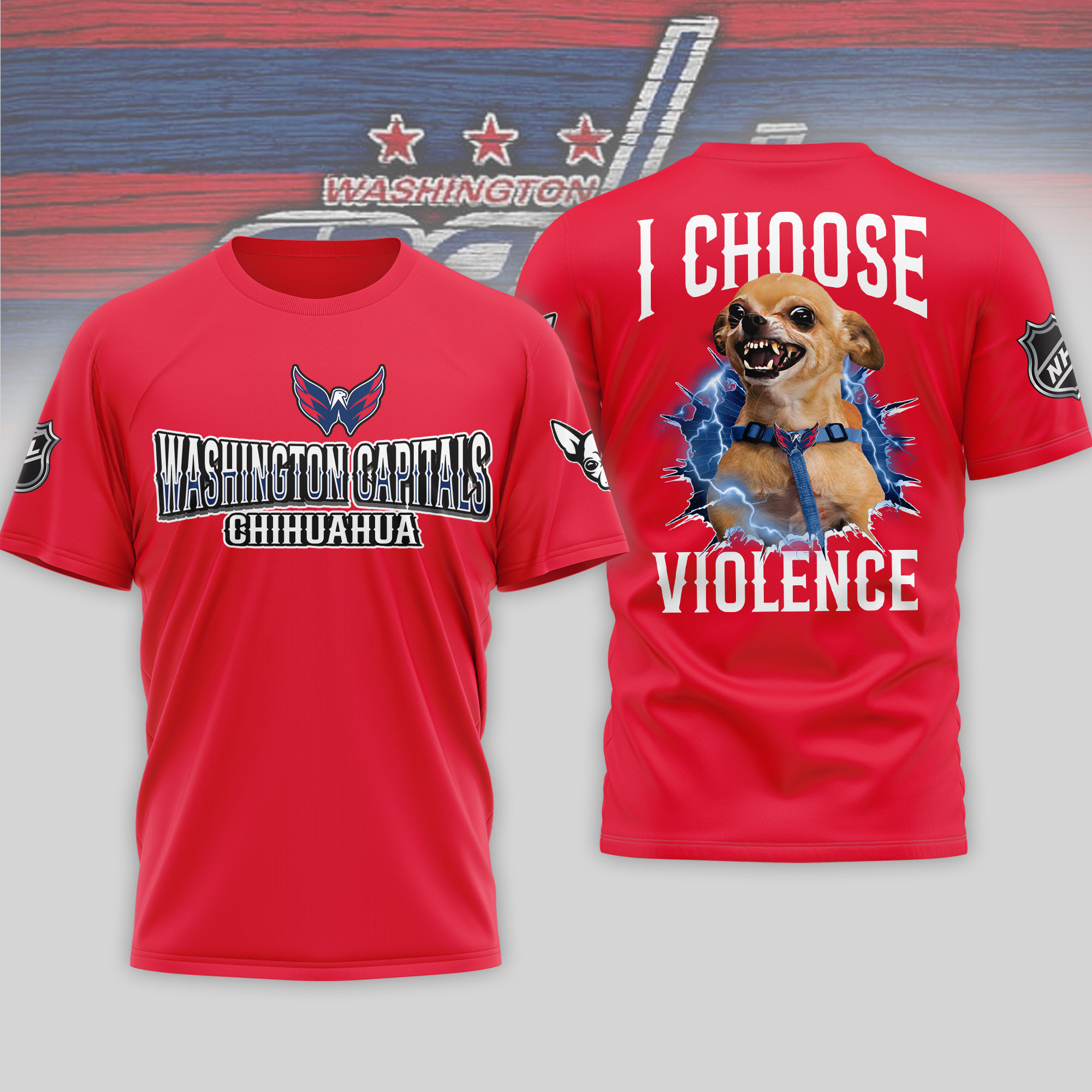 Washington Capitals | Premium NHL Chihuahua Violent 3D T-Shirt HY
