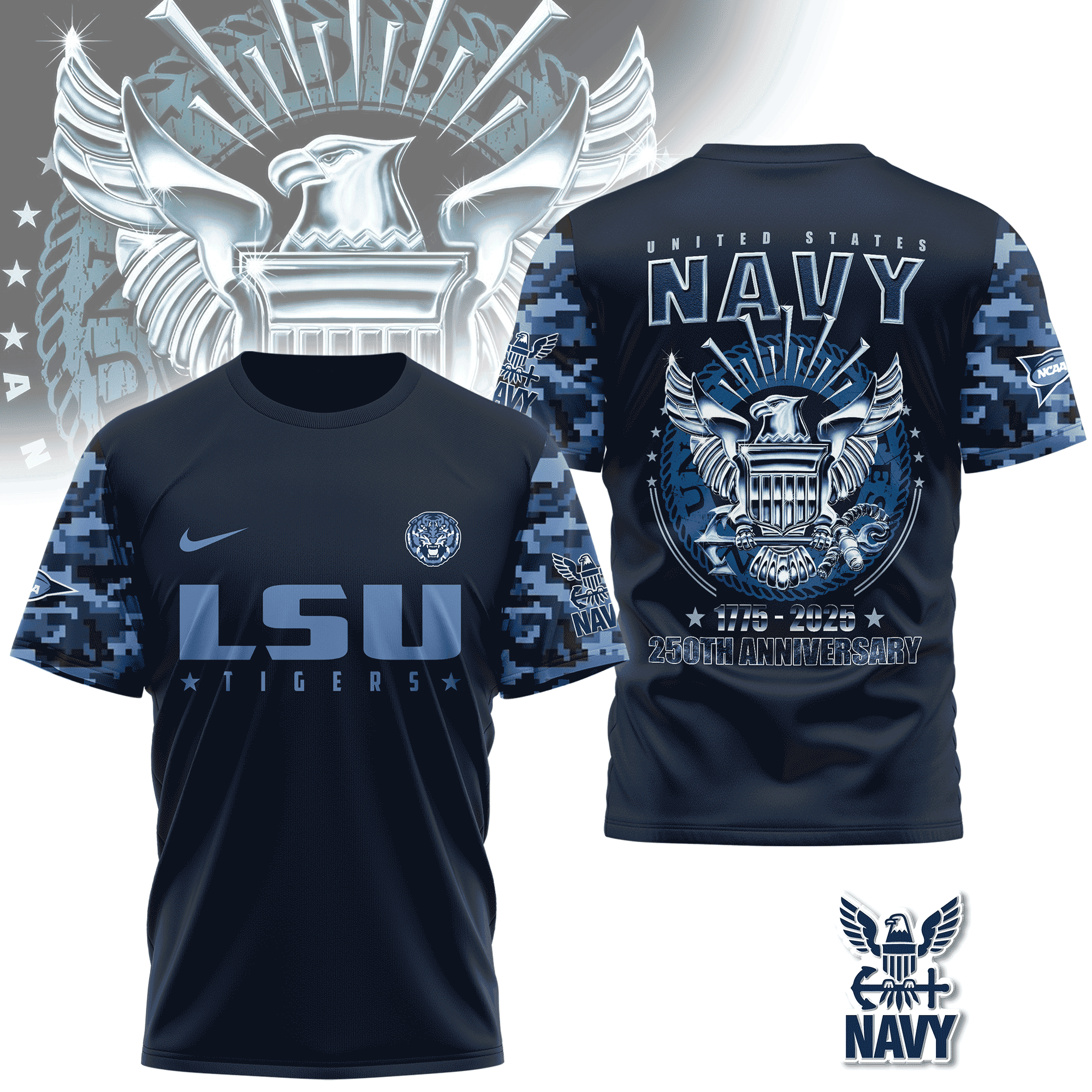 LSU Tigers | Premium NCAA Navy 250 Years 3D Shirt TD