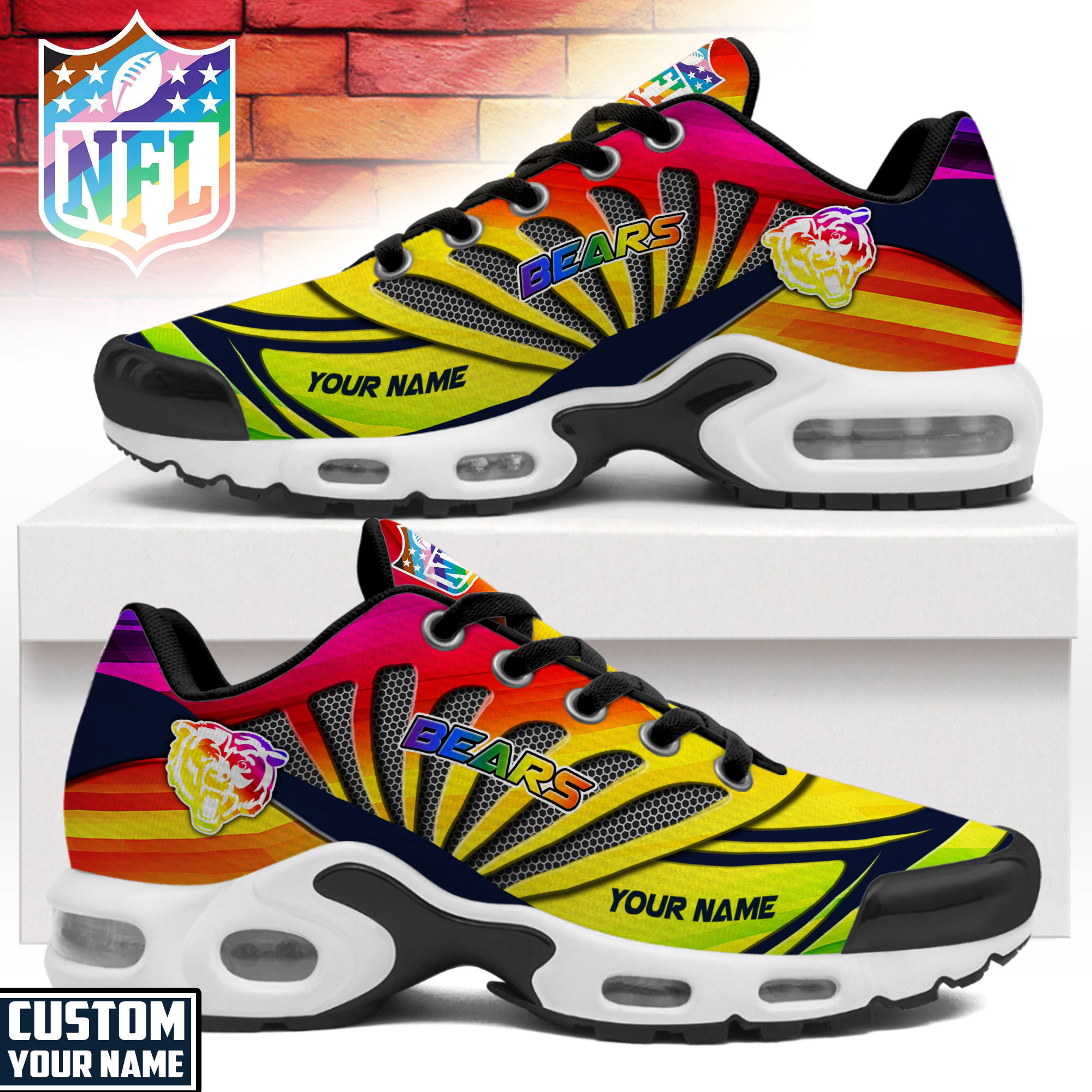 Chicago Bears | Premium NFL Pride Month Air Max Shoes NTH1