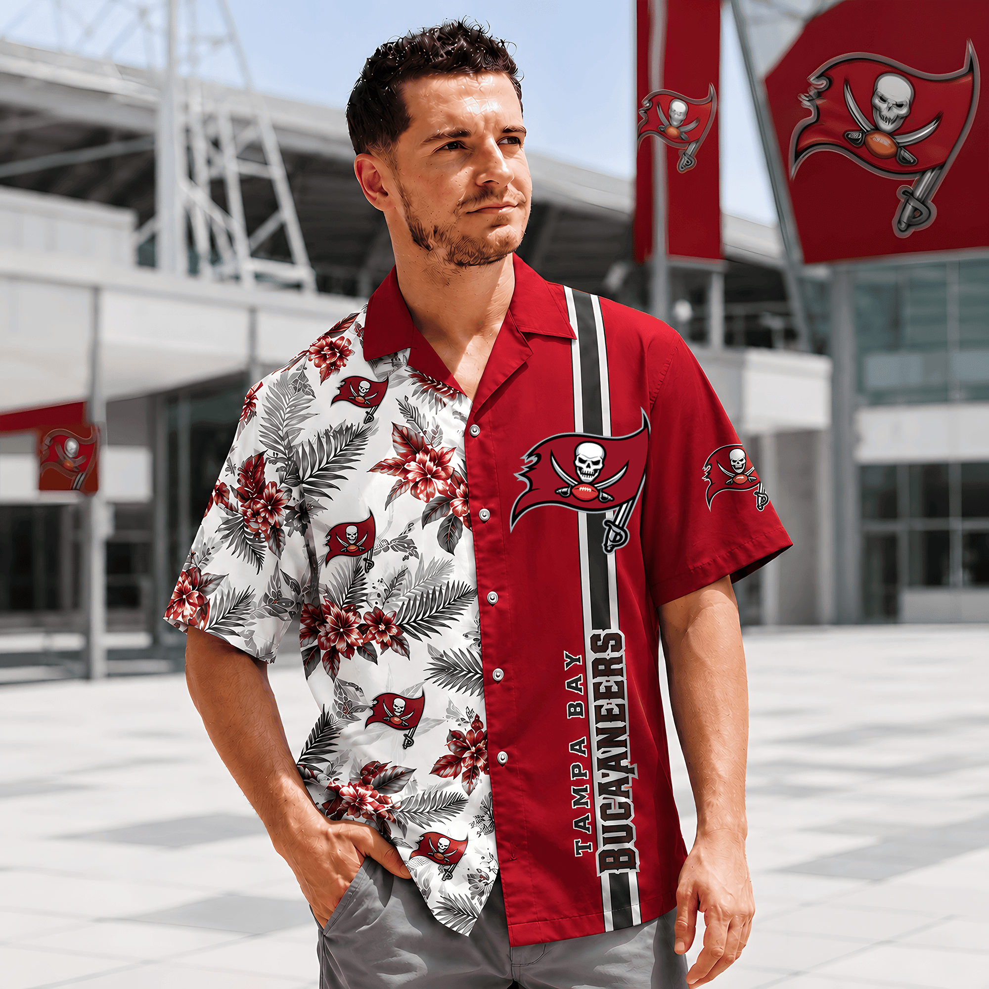 Tampa Bay Buccaneers | Premium NFL Gridiron Paradise Hawaiian Shirt NTH1
