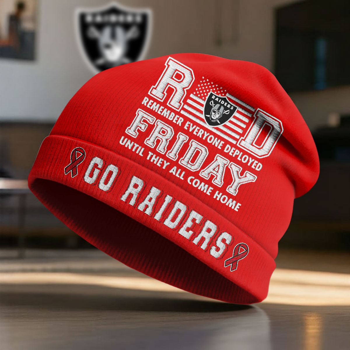 Las Vegas Raiders | Premium NFL Red Friday Beanie Hat NY