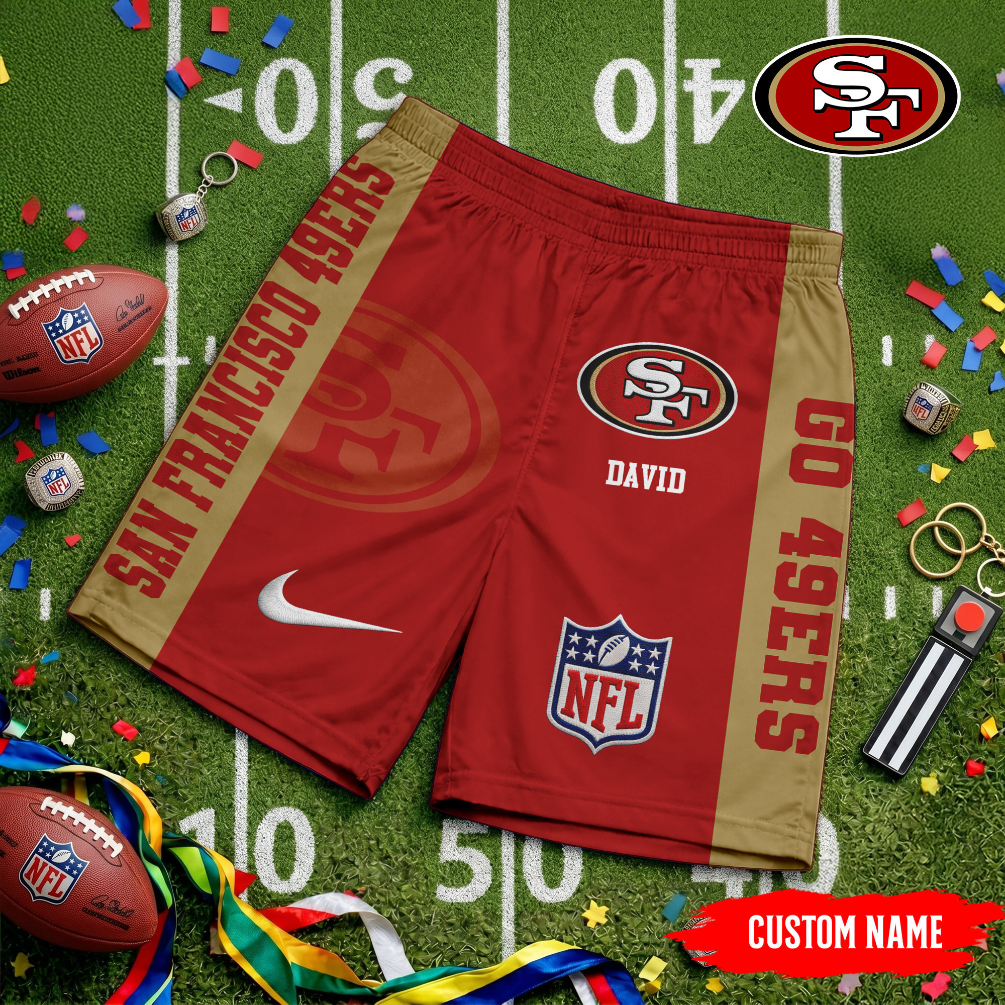 San Francisco 49ers | Premium NFL Game Day Personalized Shorts TD