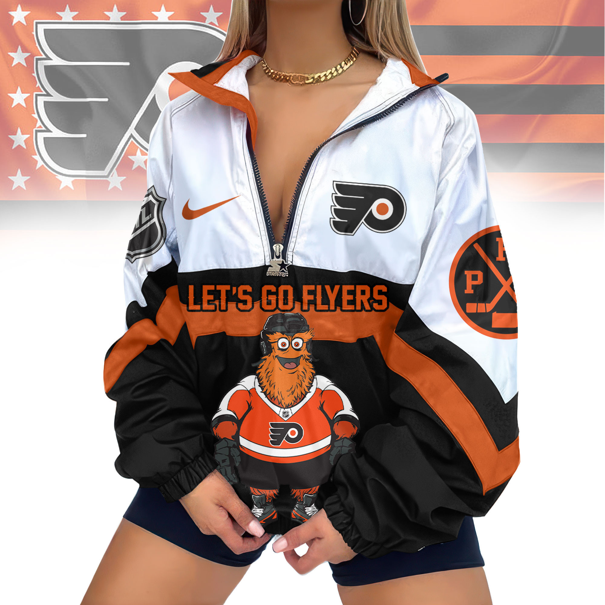 Philadelphia Flyers | Premium NHL V-Neck Zipper Sweatshirt Jackets TD1