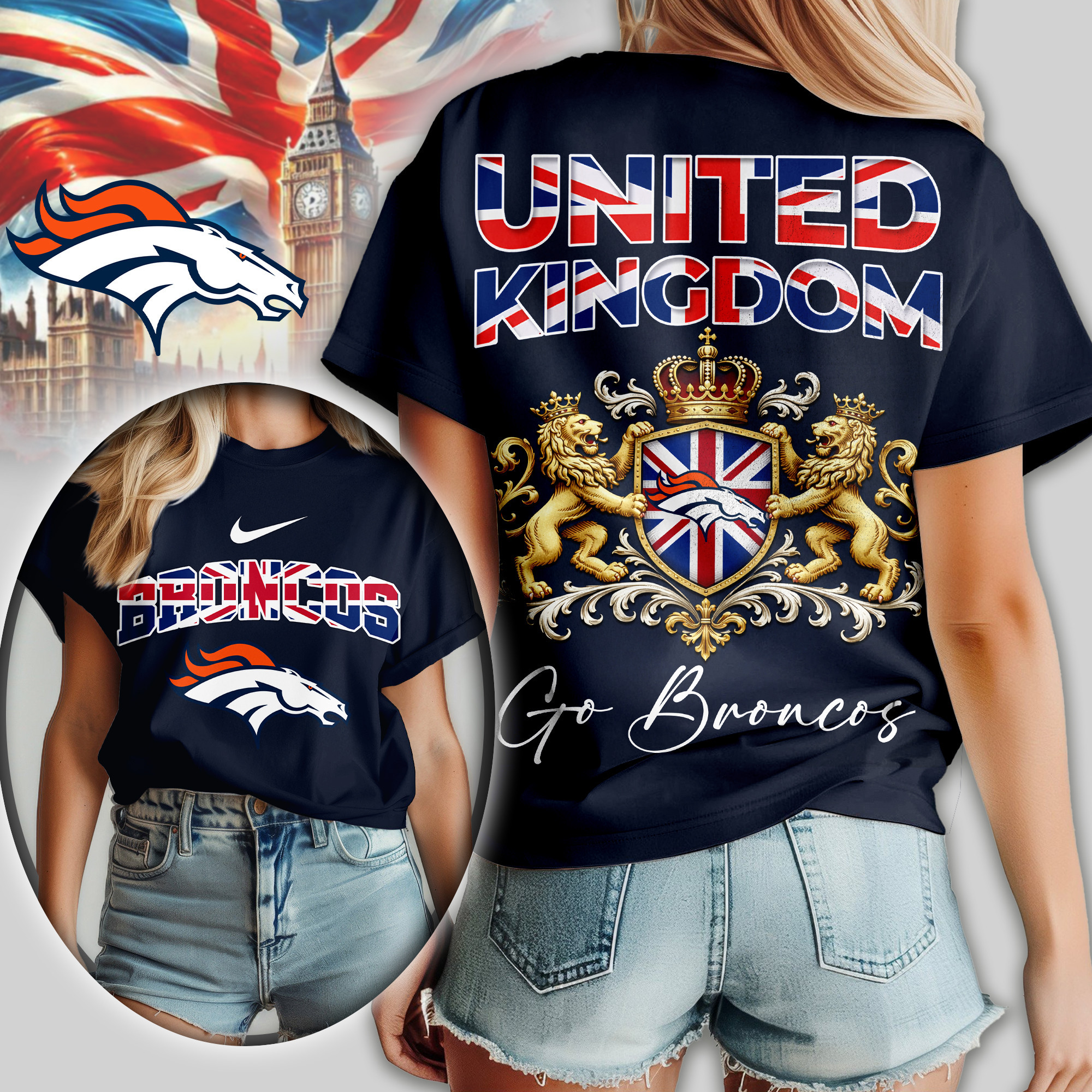 Denver Broncos | Premium NFL United Kingdom Women Shirt TD
