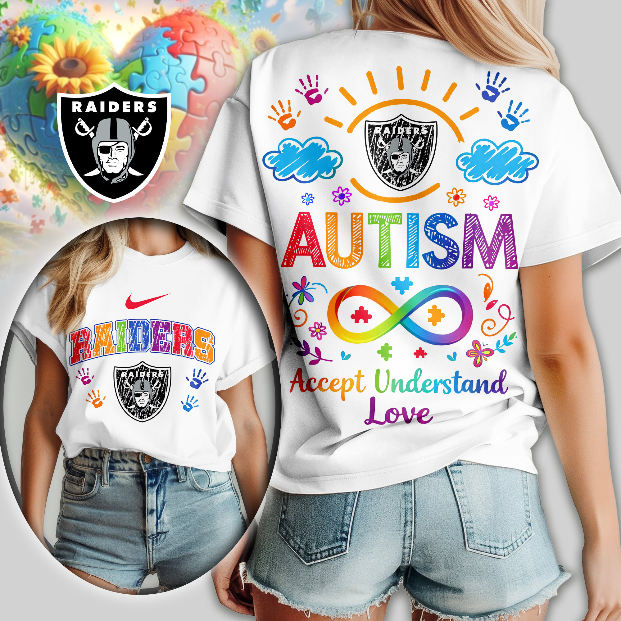 Las Vegas Raiders | Premium NFL National Autism Acceptance Month Women Shirt TD
