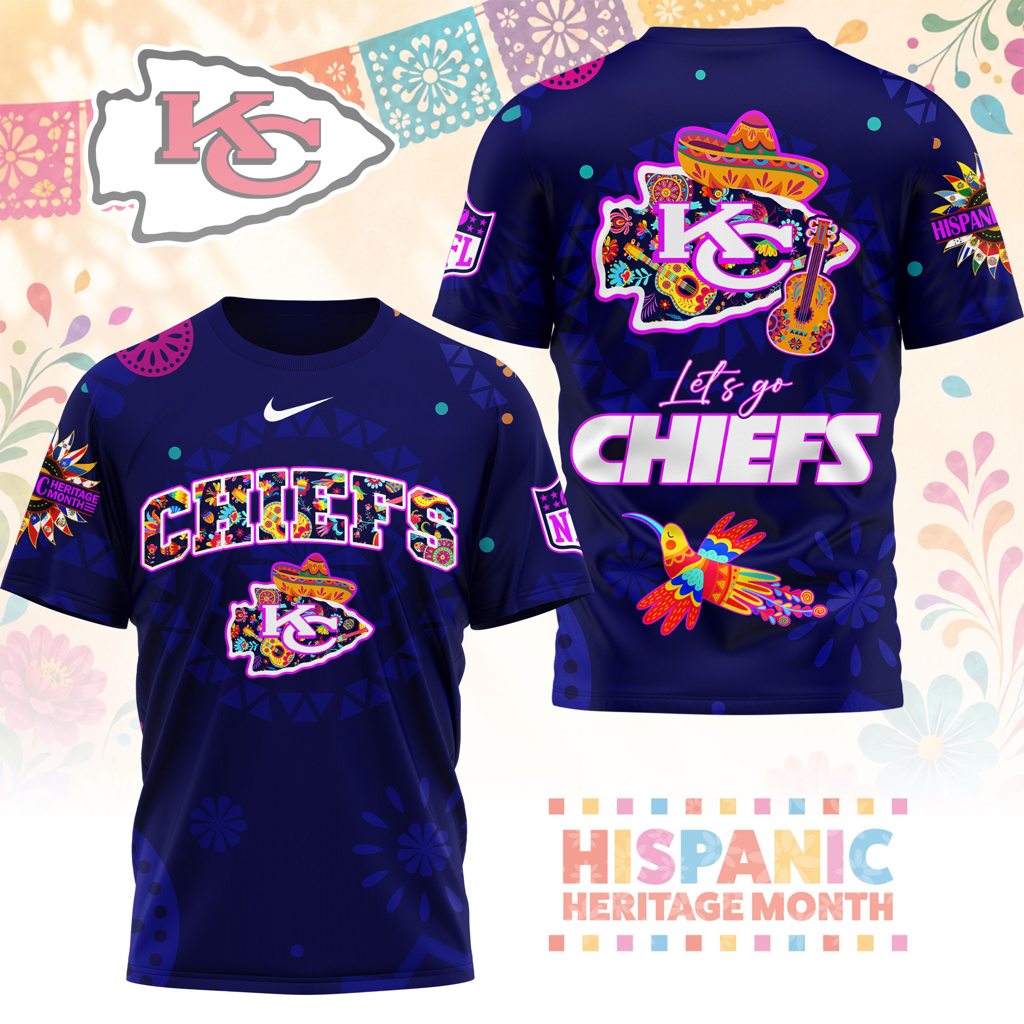Kansas City Chiefs | Premium NFL Hispanic Heritage Fiesta 3D Shirt NY