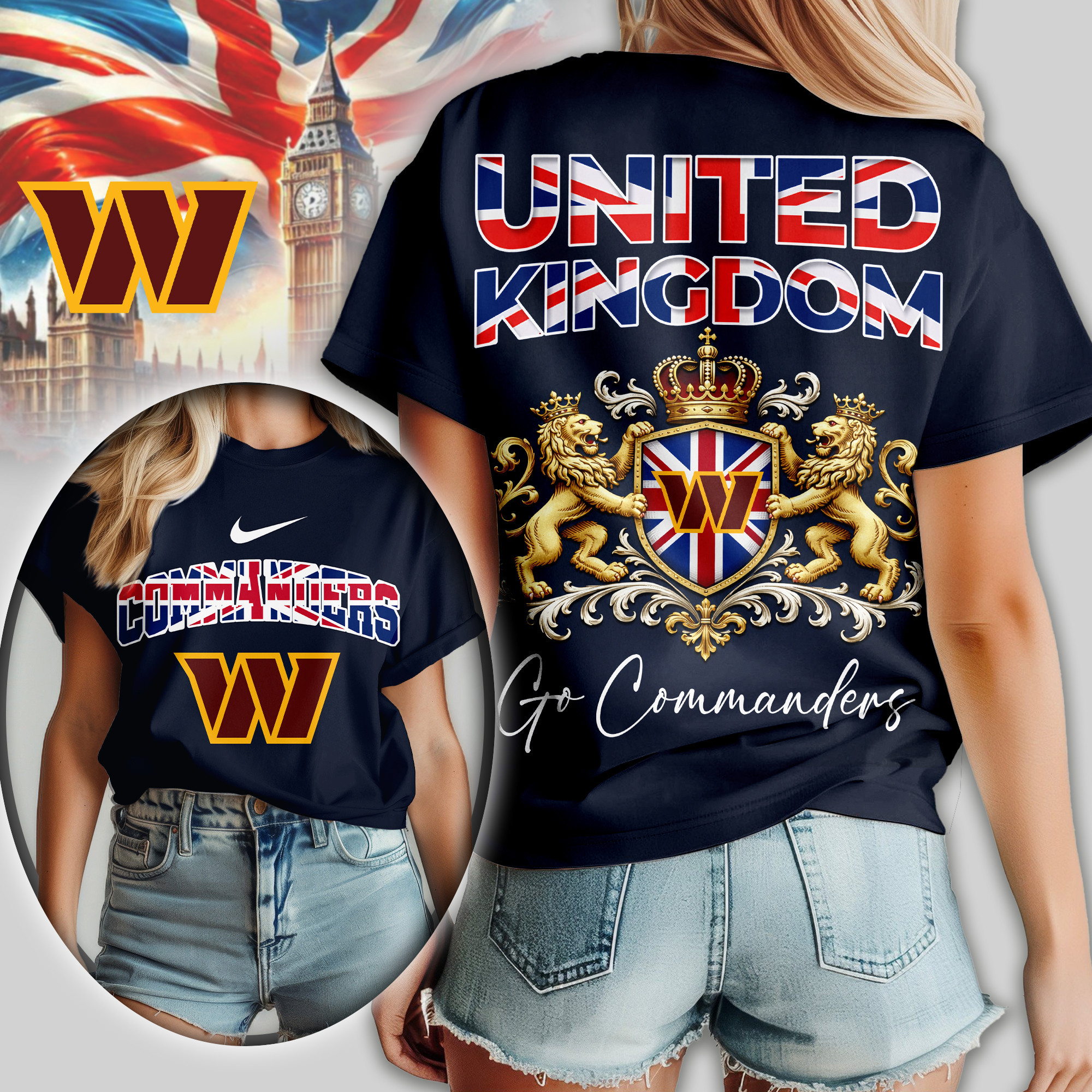 Washington Commanders | Premium NFL United Kingdom Women Shirt TD