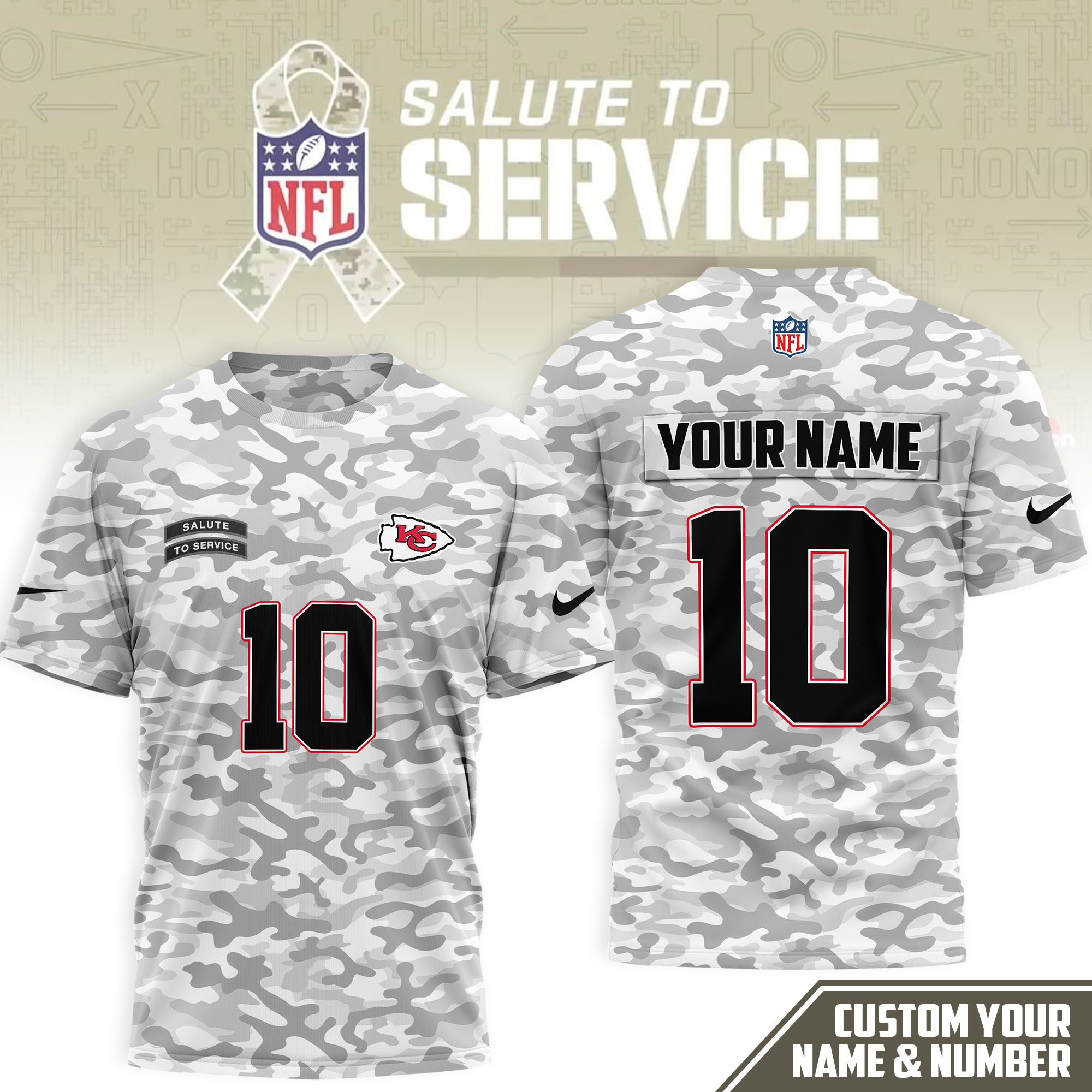 Kansas City Chiefs | Premium NFL Salute to Service Camo 3D Shirt NTH1