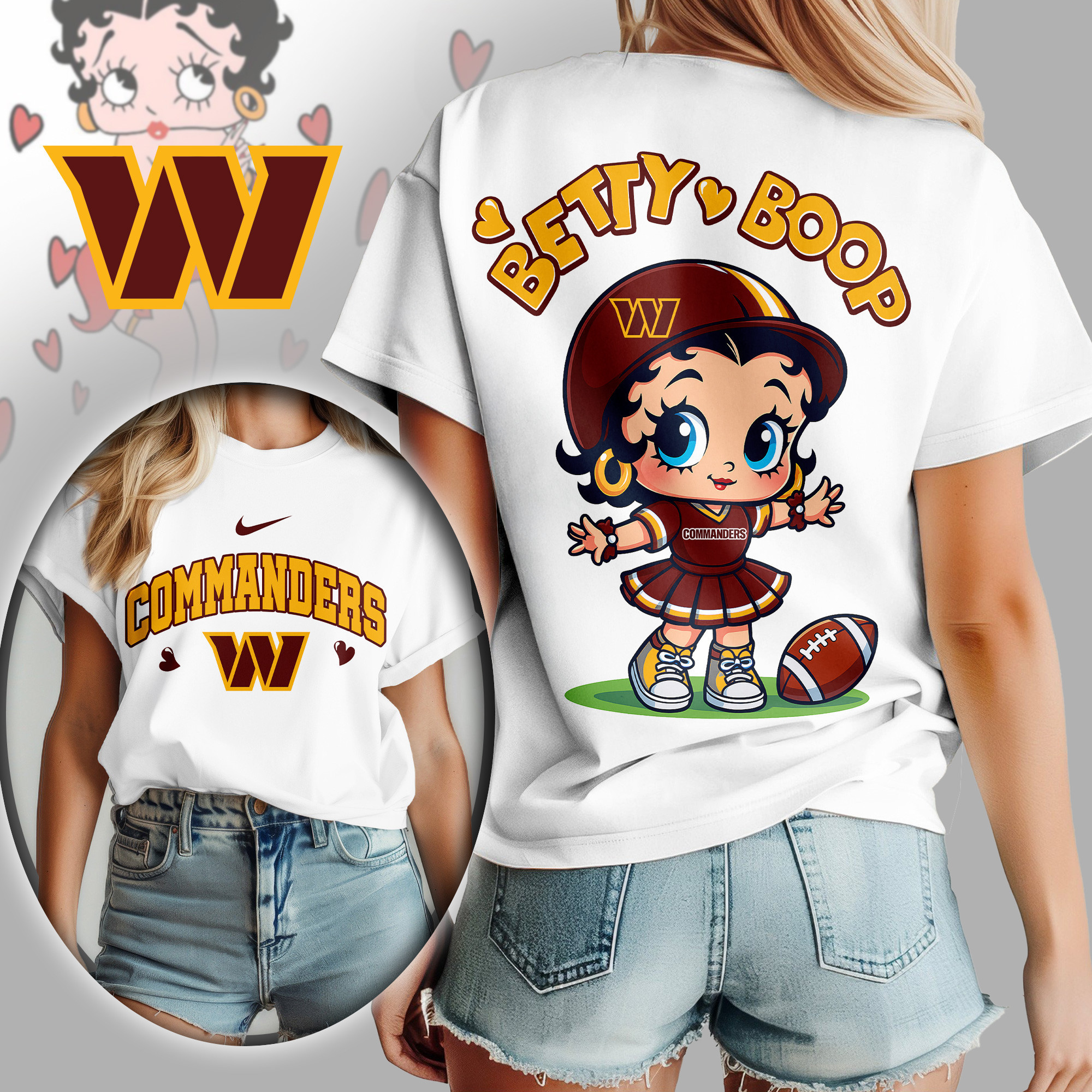 Washington Commanders | Premium NFL Betty Boop Women's Shirt TD